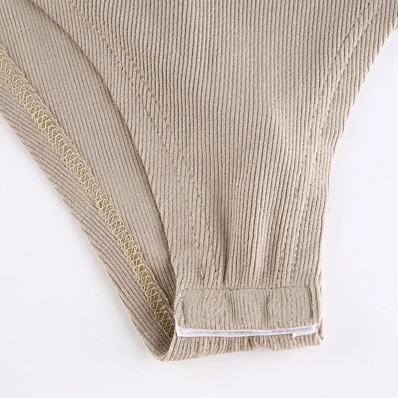 Turtleneck Long Sleeve Ribbed Bodysuit