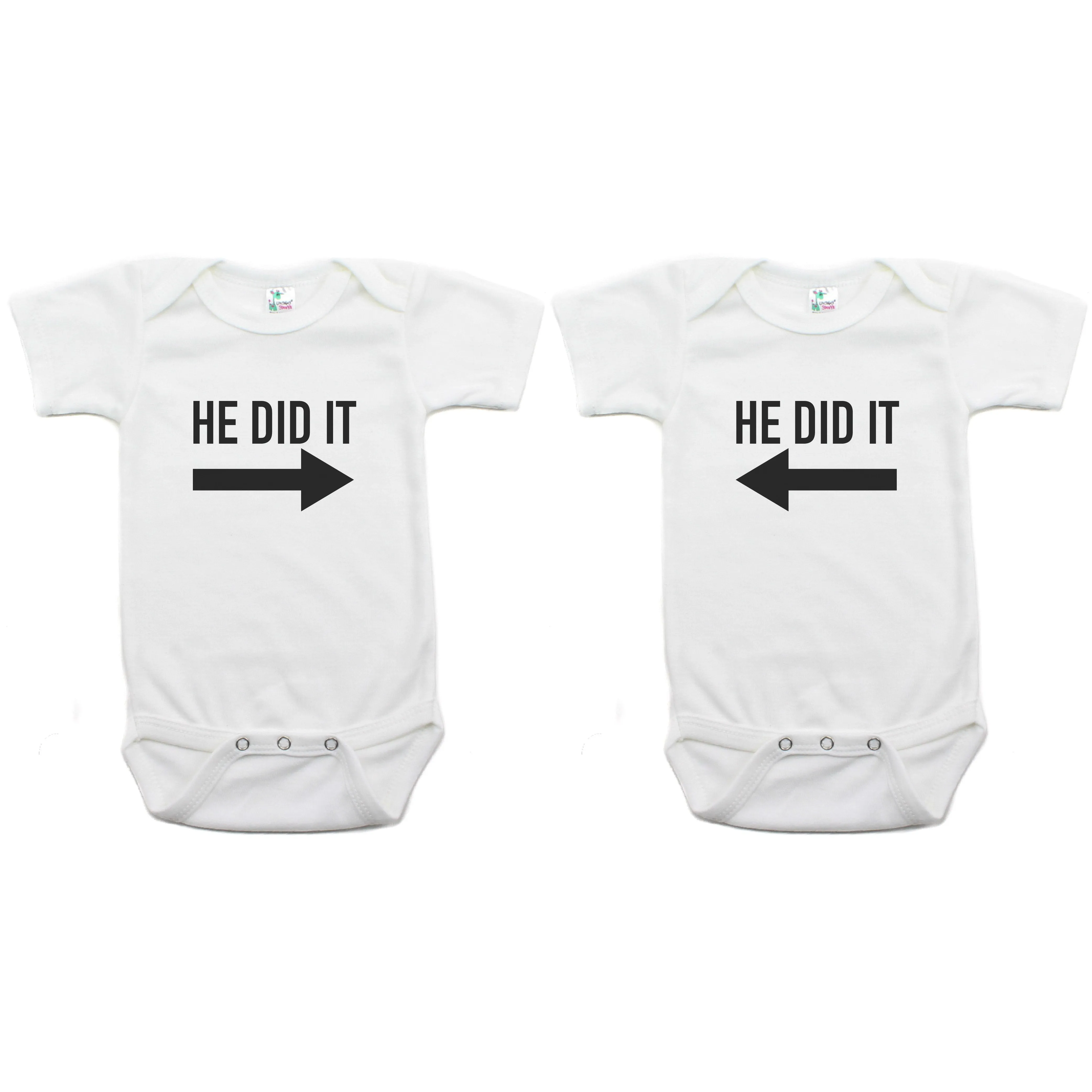 Twin Set He Did It Long Short Sleeve Infant Bodysuit