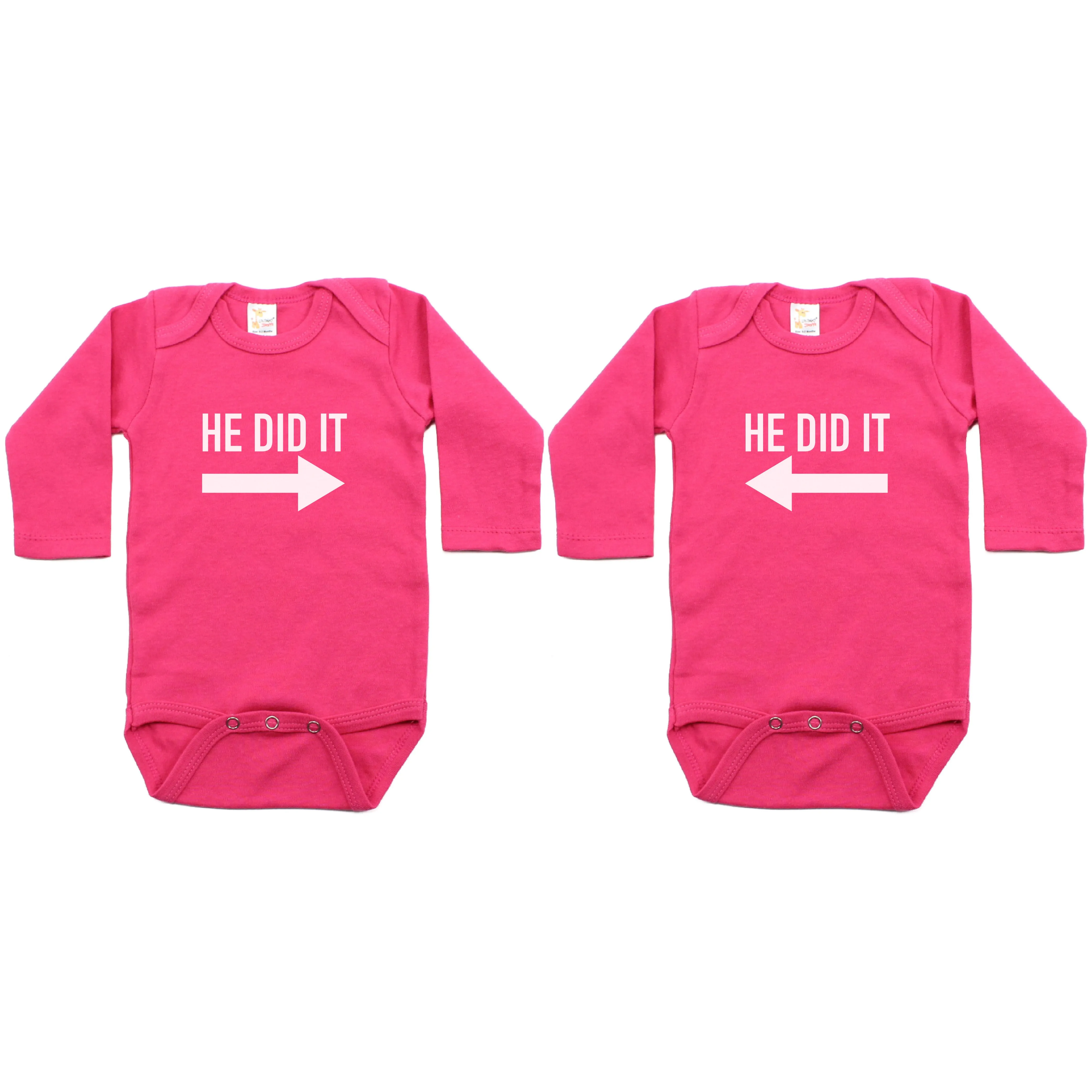 Twin Set He Did It Long Sleeve Infant Bodysuit