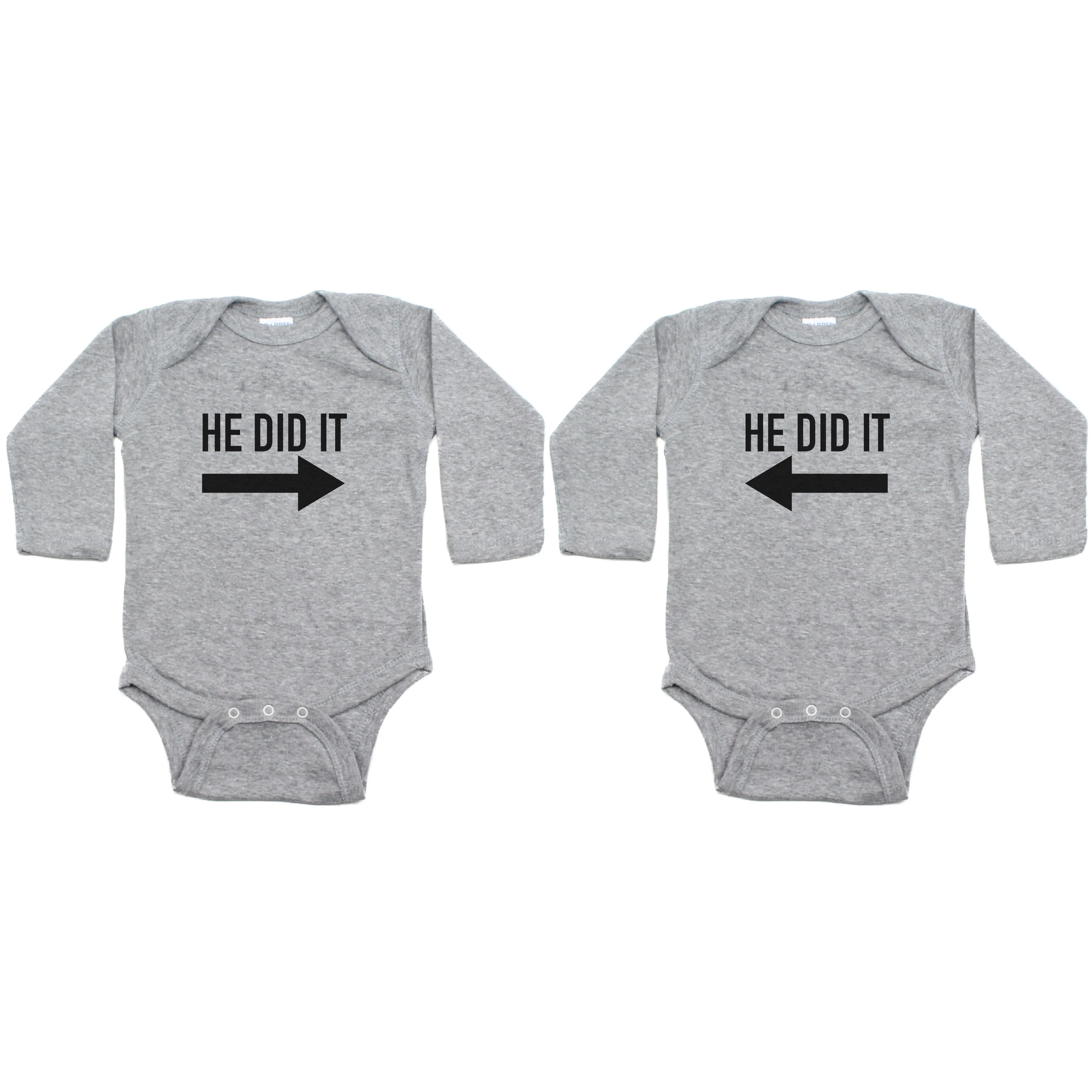 Twin Set He Did It Long Sleeve Infant Bodysuit