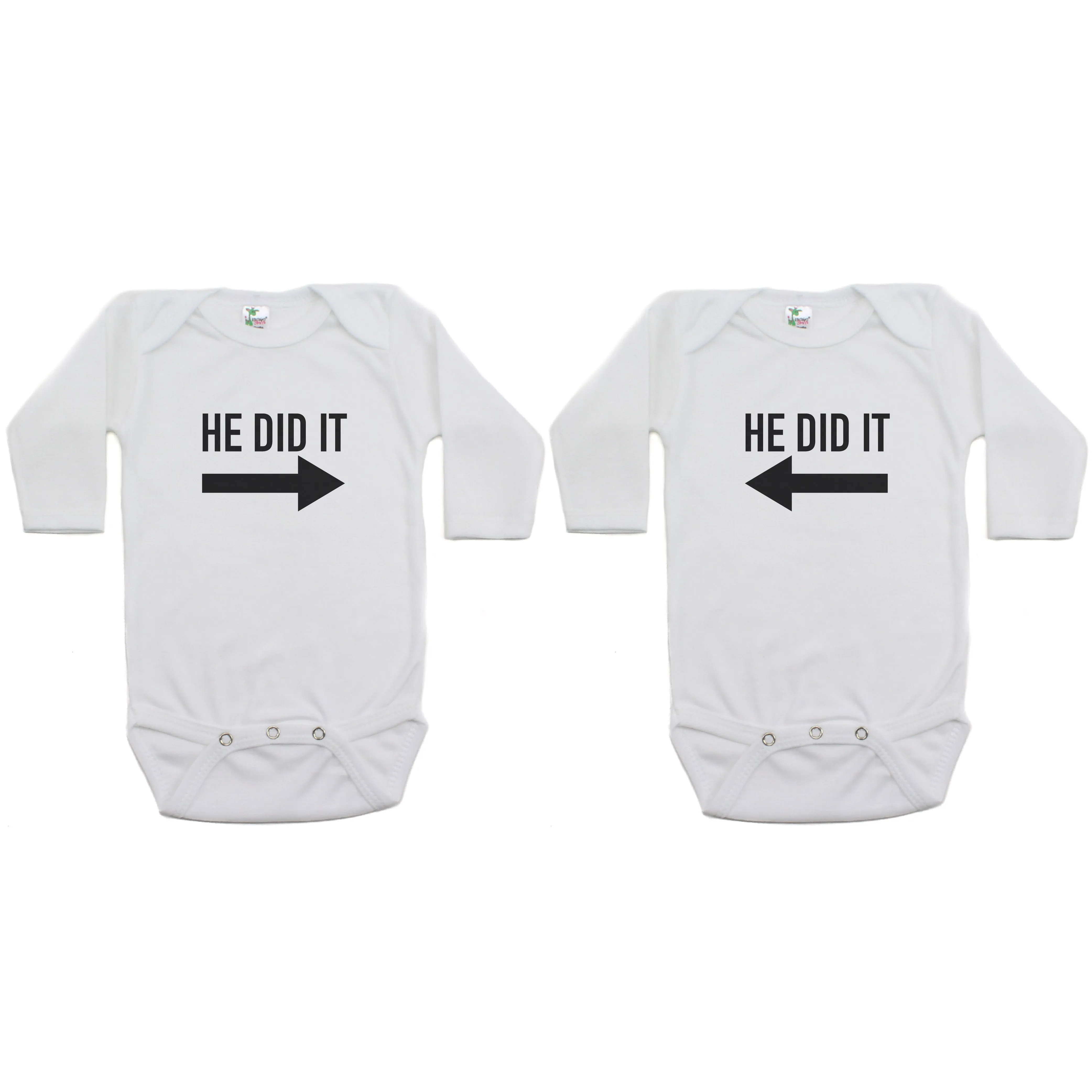 Twin Set He Did It Long Sleeve Infant Bodysuit