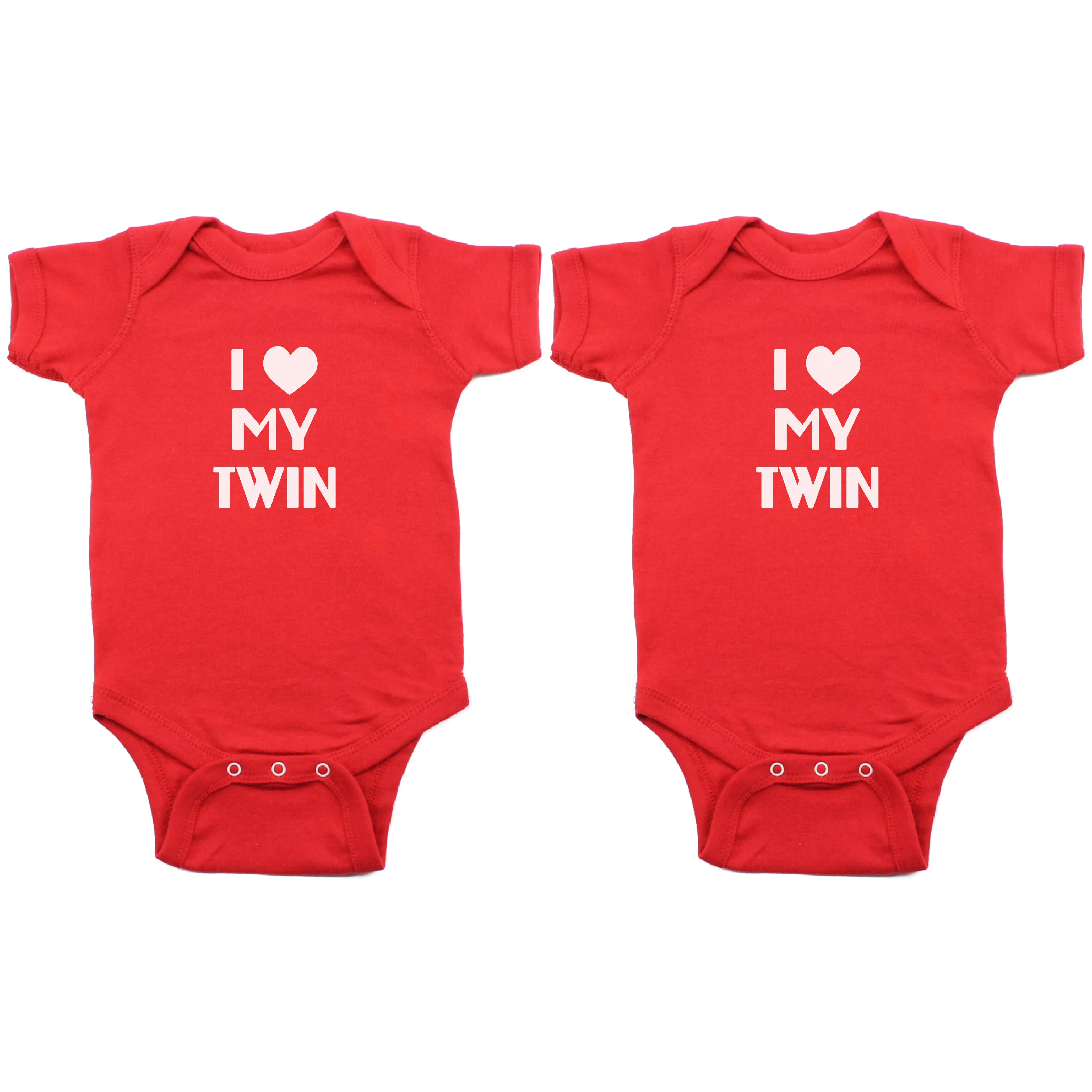 Twin Set I Love My Twin Short Sleeve Infant Bodysuit