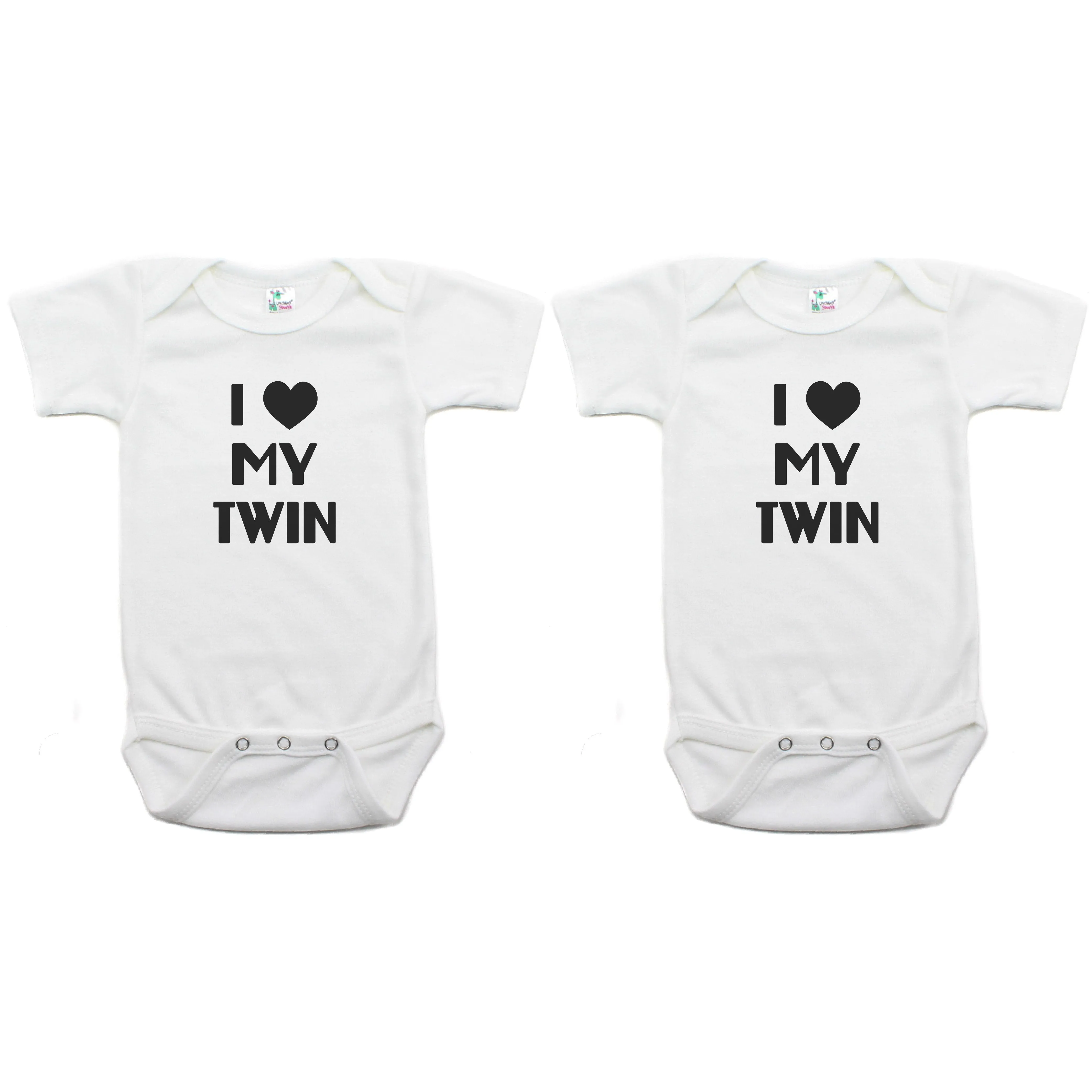 Twin Set I Love My Twin Short Sleeve Infant Bodysuit