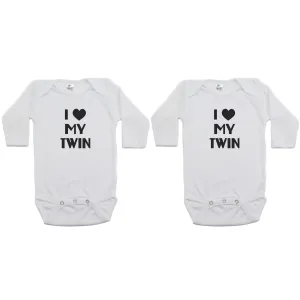 Twin Set I Love My Twin Sleeve Infant Bodysuit