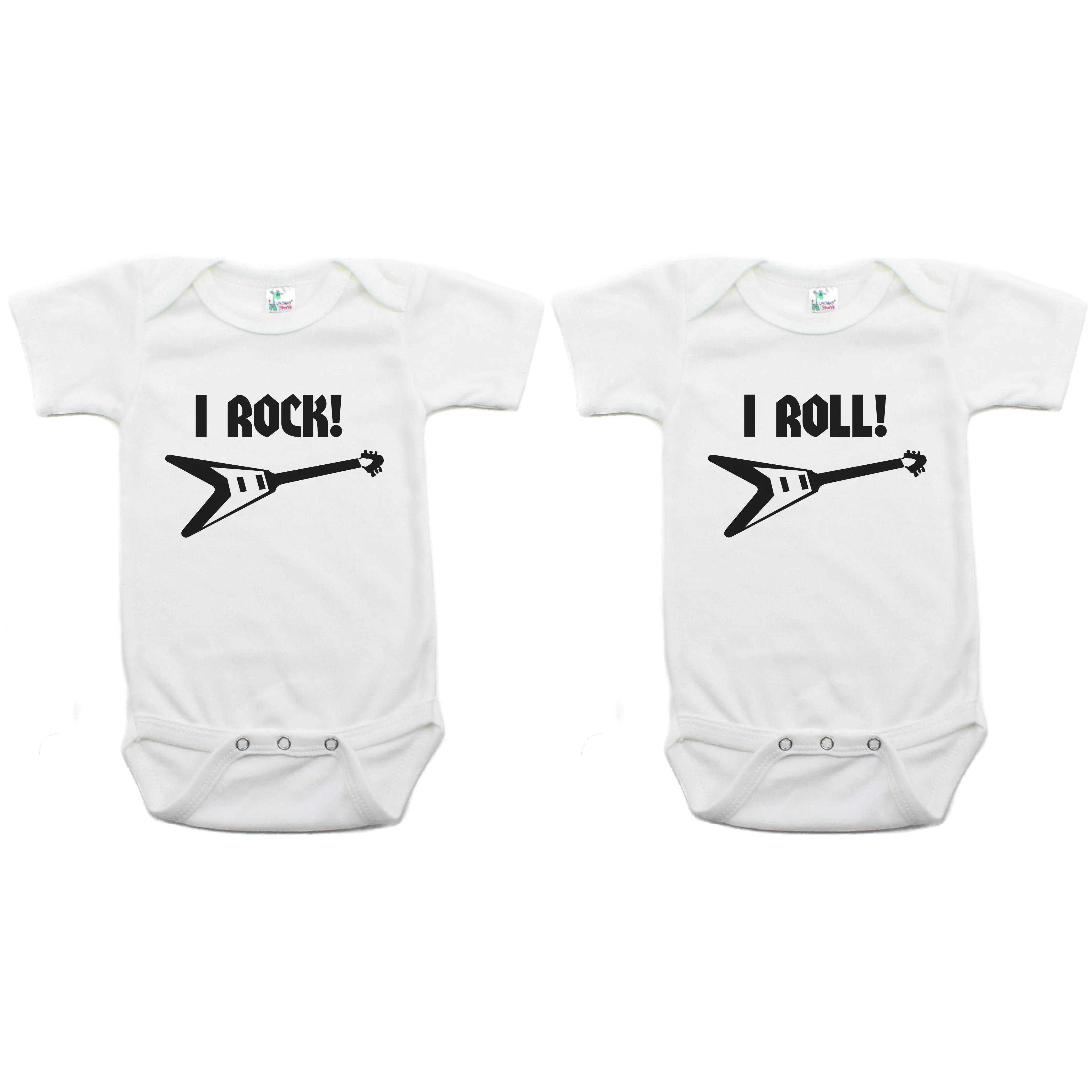 Twin Set I Rock and I Roll! Short Sleeve Infant Bodysuit