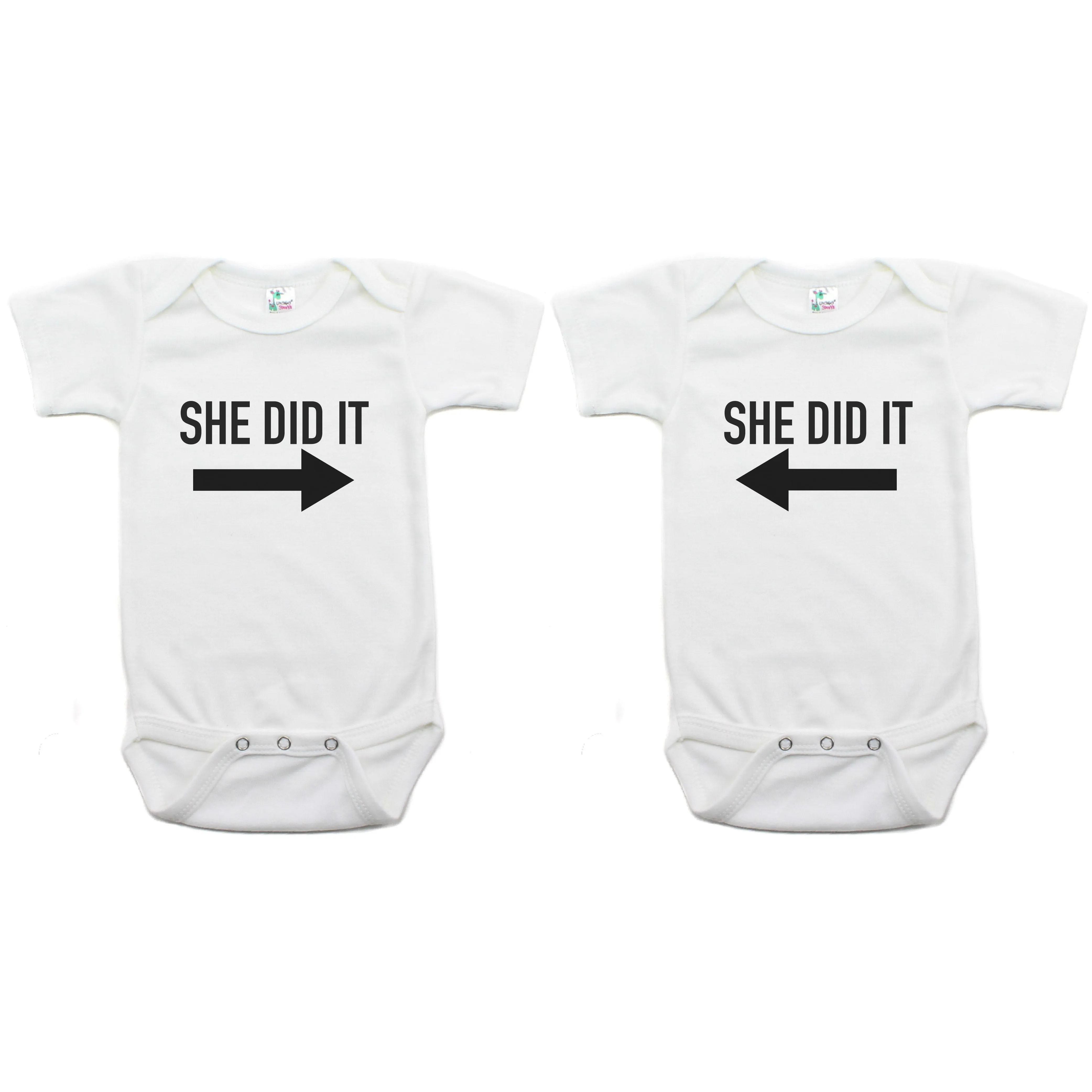 Twin Set She Did It Short Sleeve Infant Bodysuit