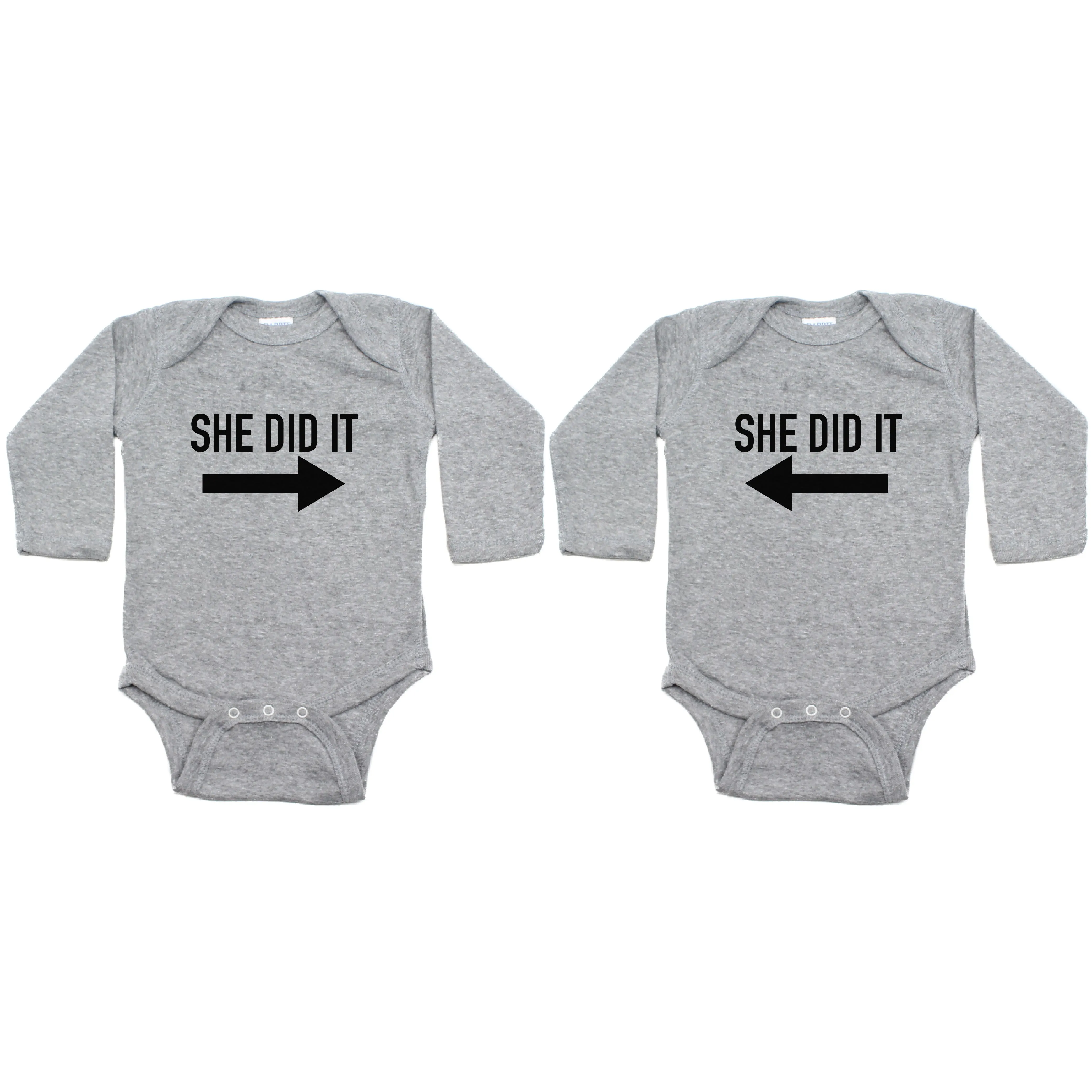 Twin Set She Did It Sleeve Infant Bodysuit