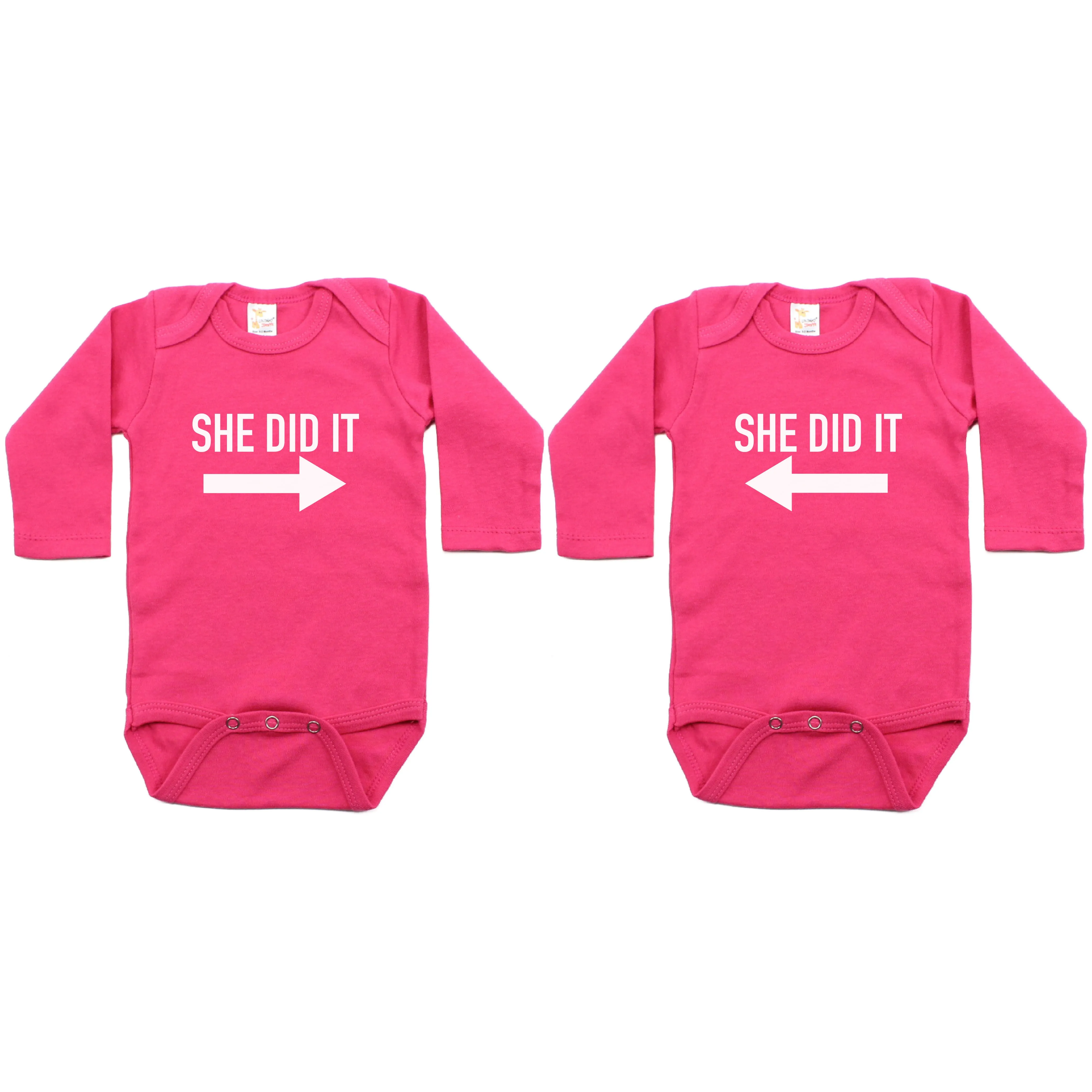 Twin Set She Did It Sleeve Infant Bodysuit