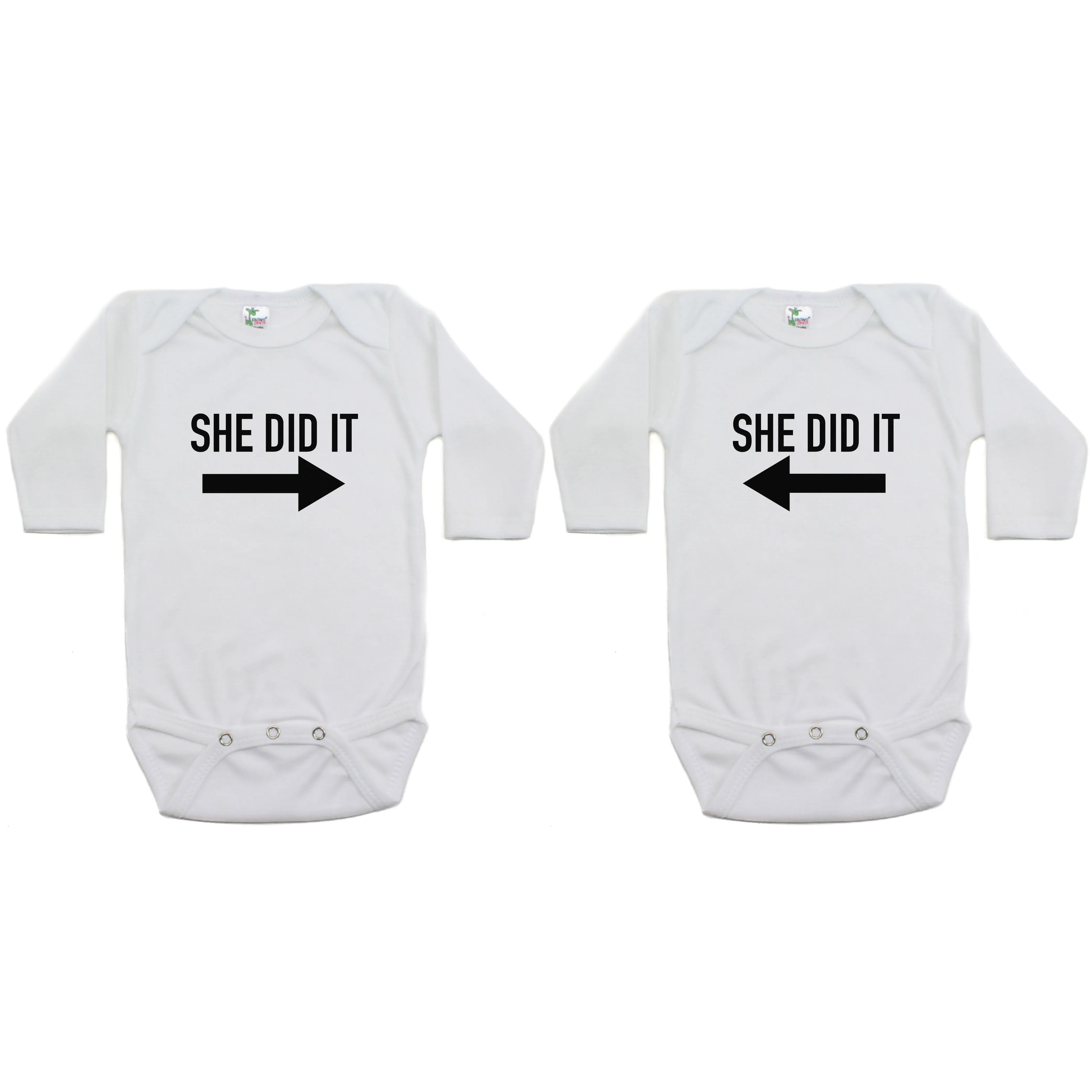 Twin Set She Did It Sleeve Infant Bodysuit