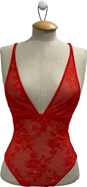 Understatement Red Floral Lace Bodysuit UK M