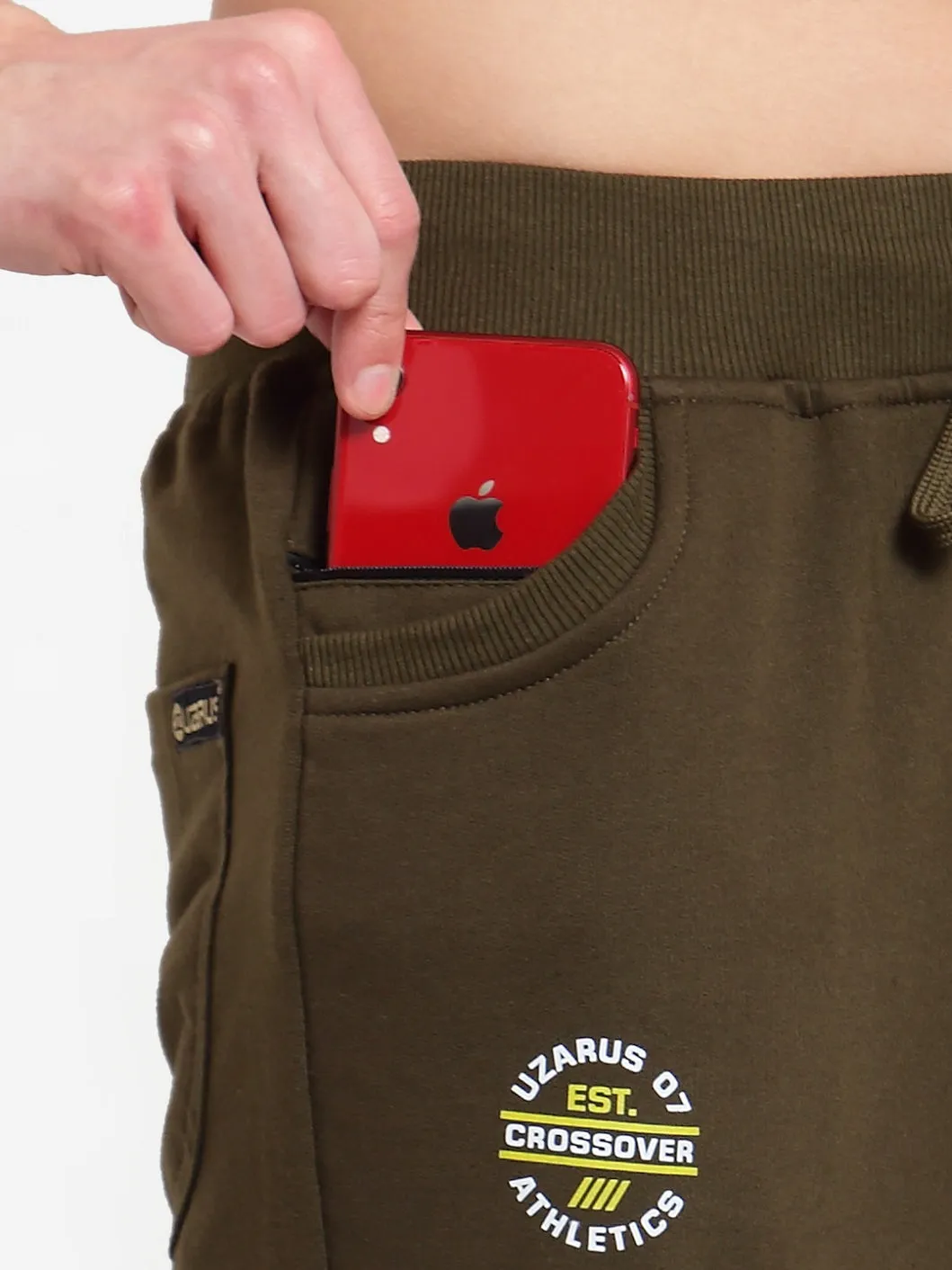 UZARUS Men's Cotton Joggers Track Pants with 2 Zippered Pockets