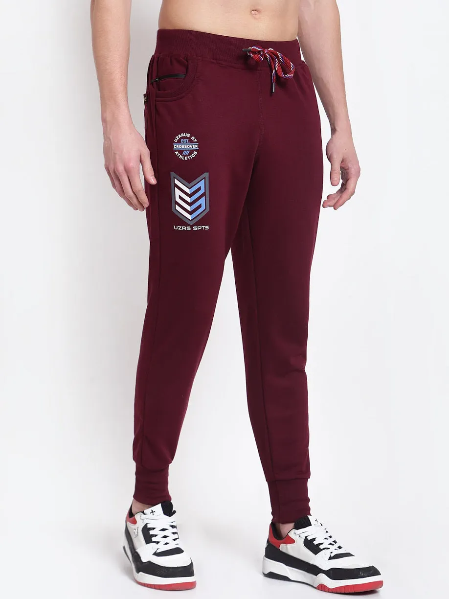 UZARUS Men's Cotton Joggers Track Pants with 2 Zippered Pockets