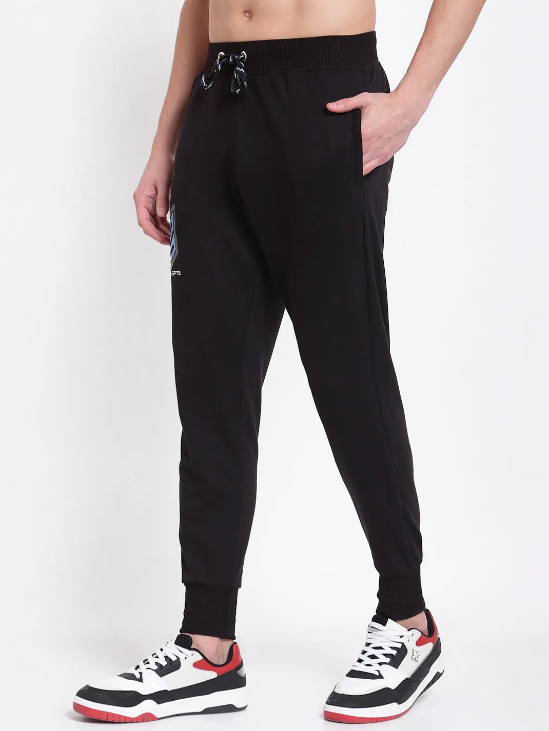 UZARUS Men's Cotton Joggers Track Pants with 2 Zippered Pockets