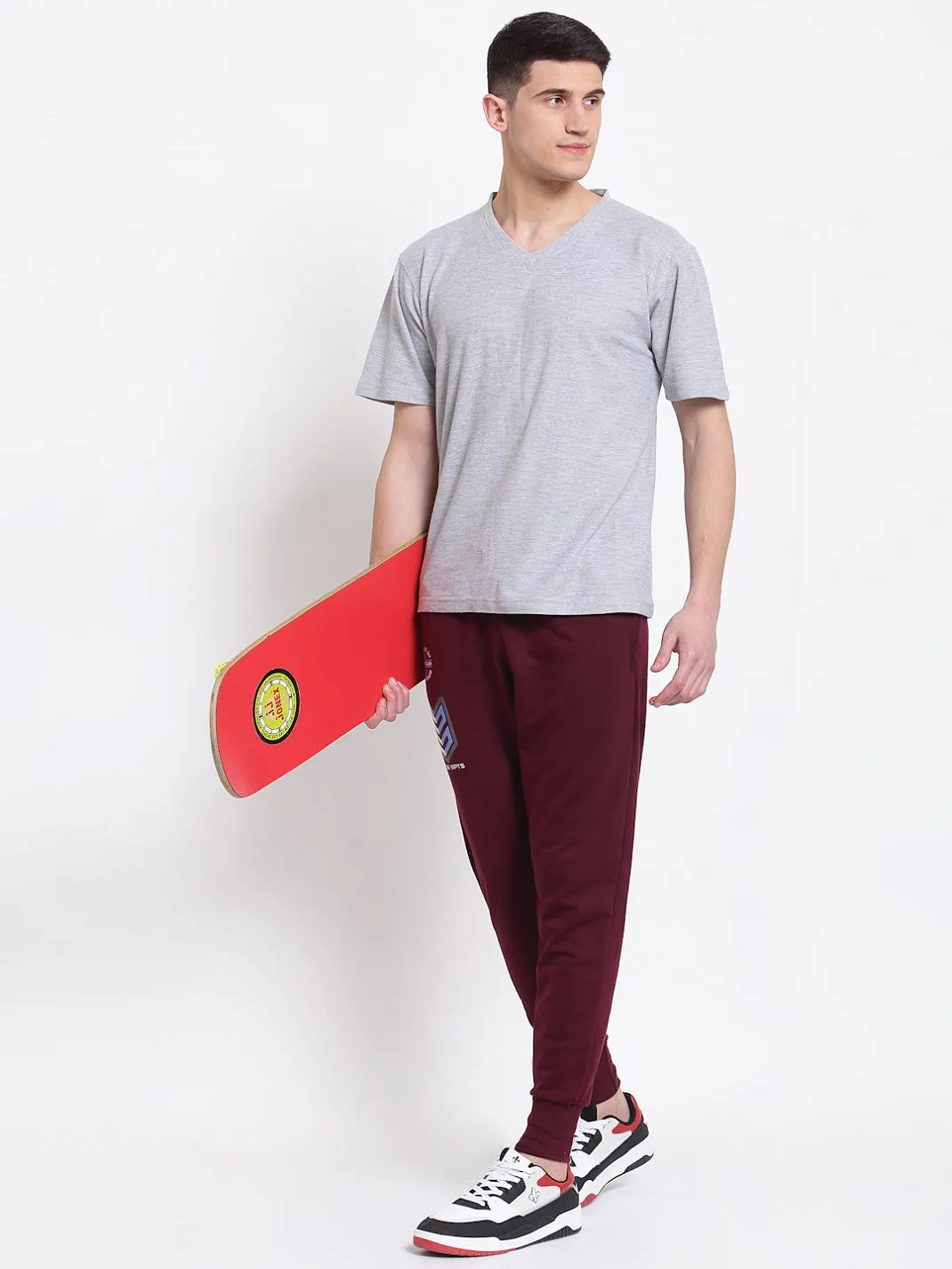 UZARUS Men's Cotton Joggers Track Pants with 2 Zippered Pockets