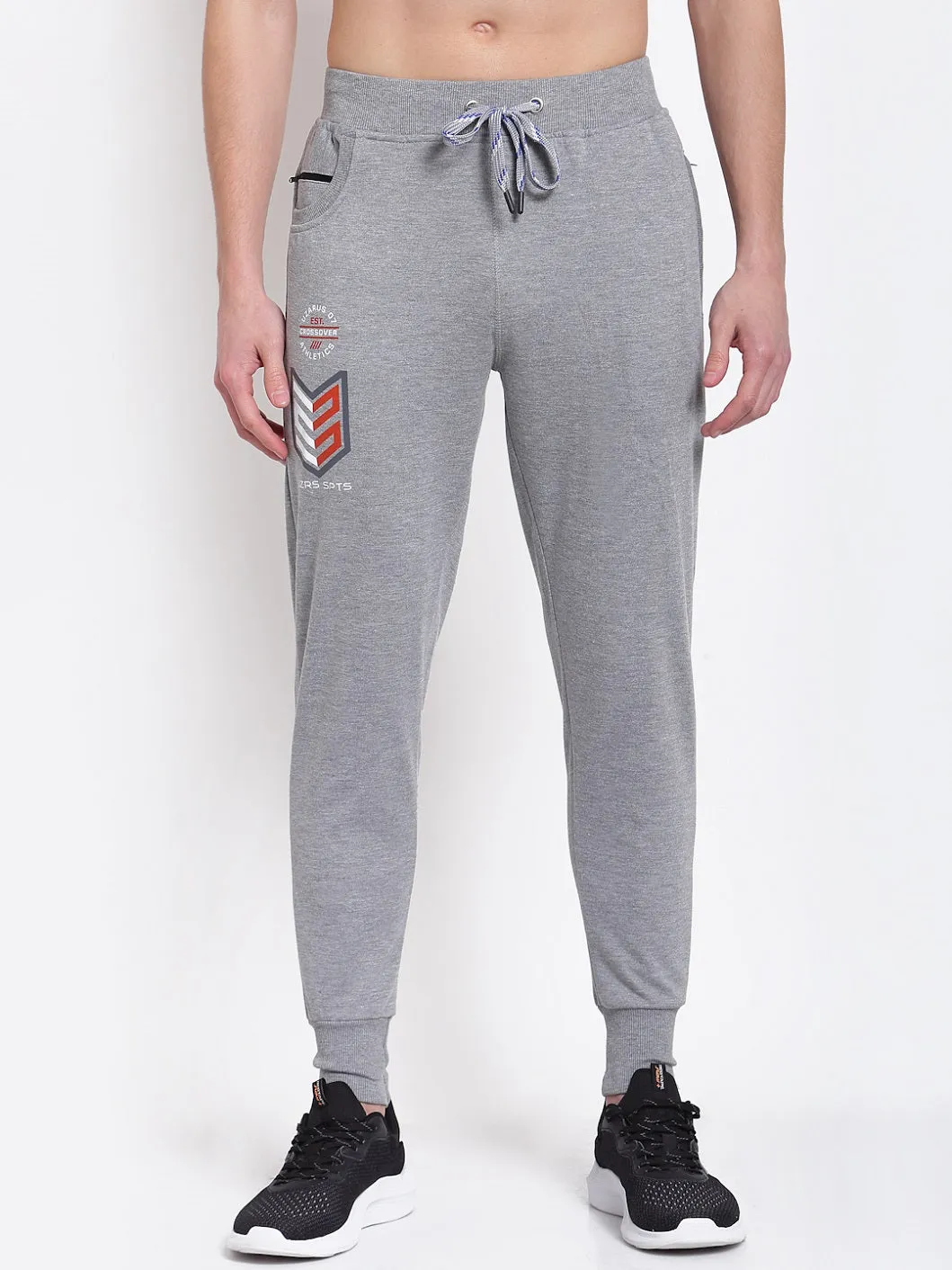 UZARUS Men's Cotton Joggers Track Pants with 2 Zippered Pockets