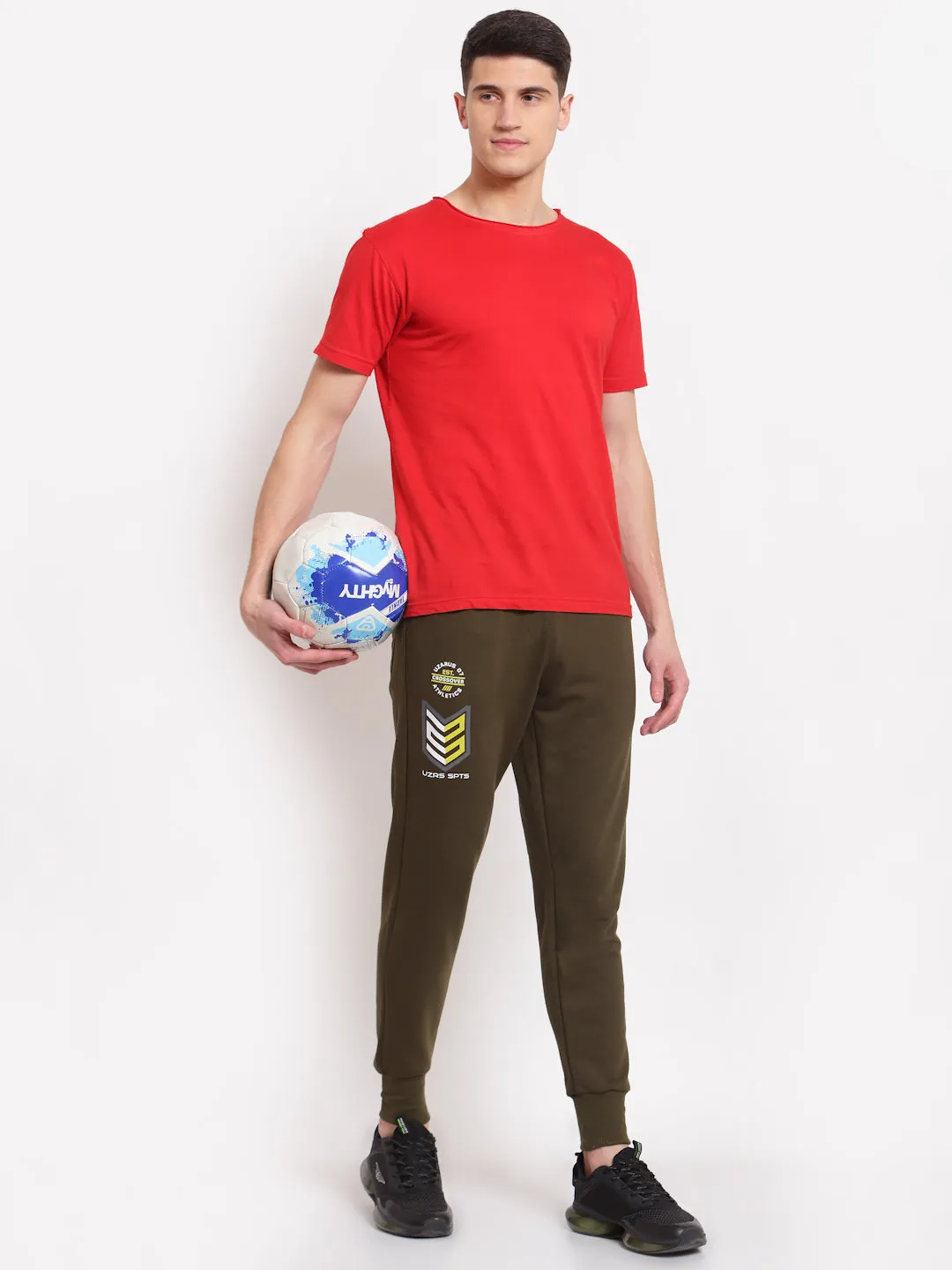 UZARUS Men's Cotton Joggers Track Pants with 2 Zippered Pockets