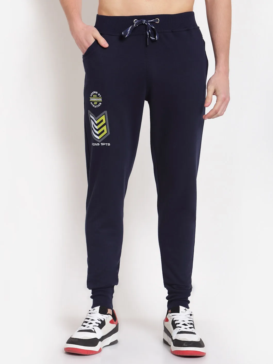UZARUS Men's Cotton Joggers Track Pants with 2 Zippered Pockets