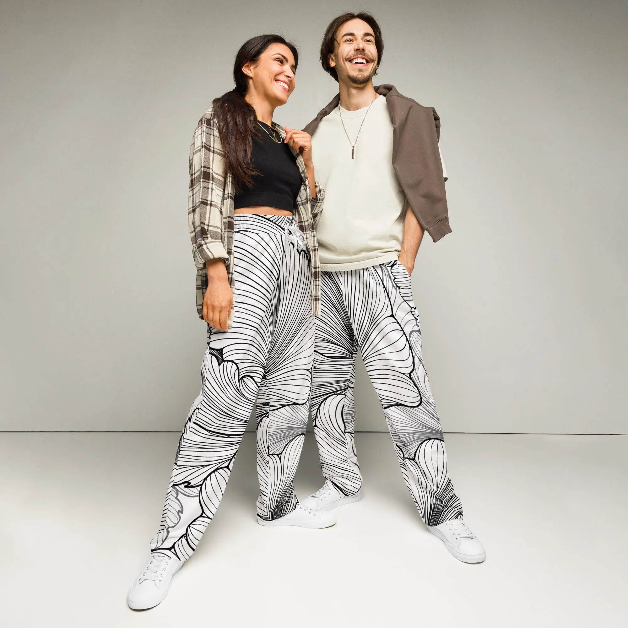 Valentines Day Wide Leg Joggers - Flower (Glamourange Valentine Day Gifts Wide Leg Joggers - Design 0017)