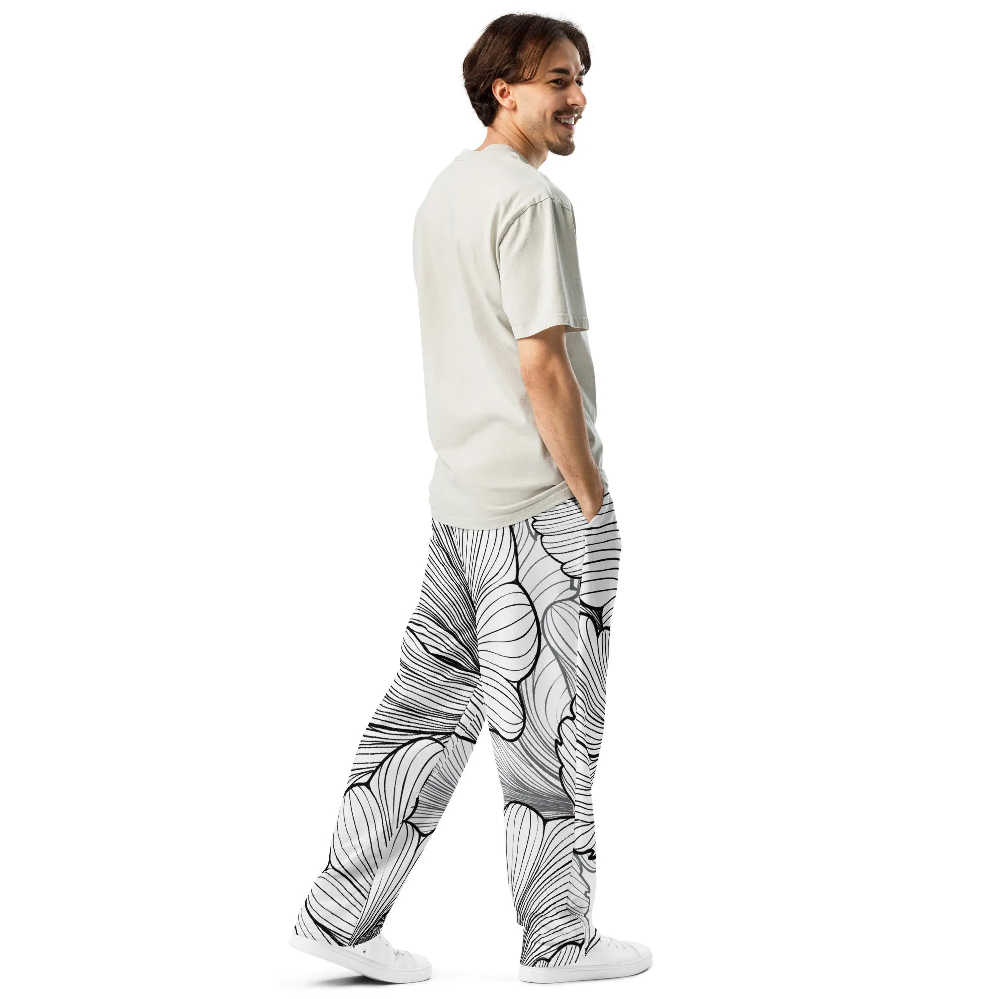 Valentines Day Wide Leg Joggers - Flower (Glamourange Valentine Day Gifts Wide Leg Joggers - Design 0017)