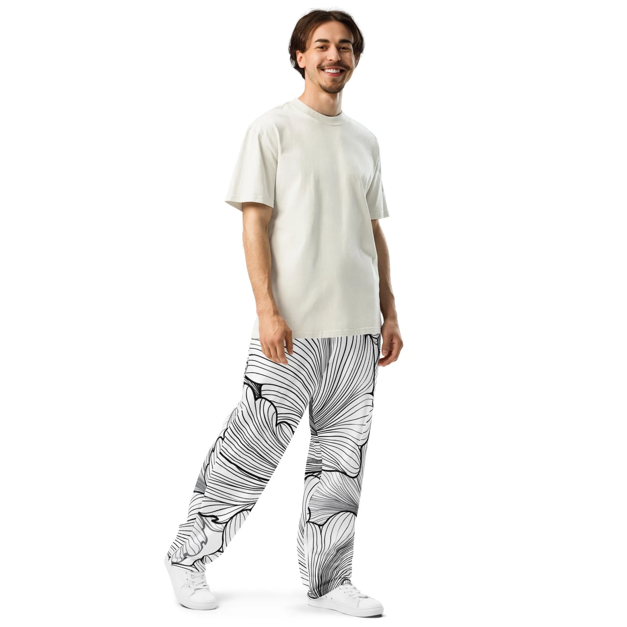 Valentines Day Wide Leg Joggers - Flower (Glamourange Valentine Day Gifts Wide Leg Joggers - Design 0017)