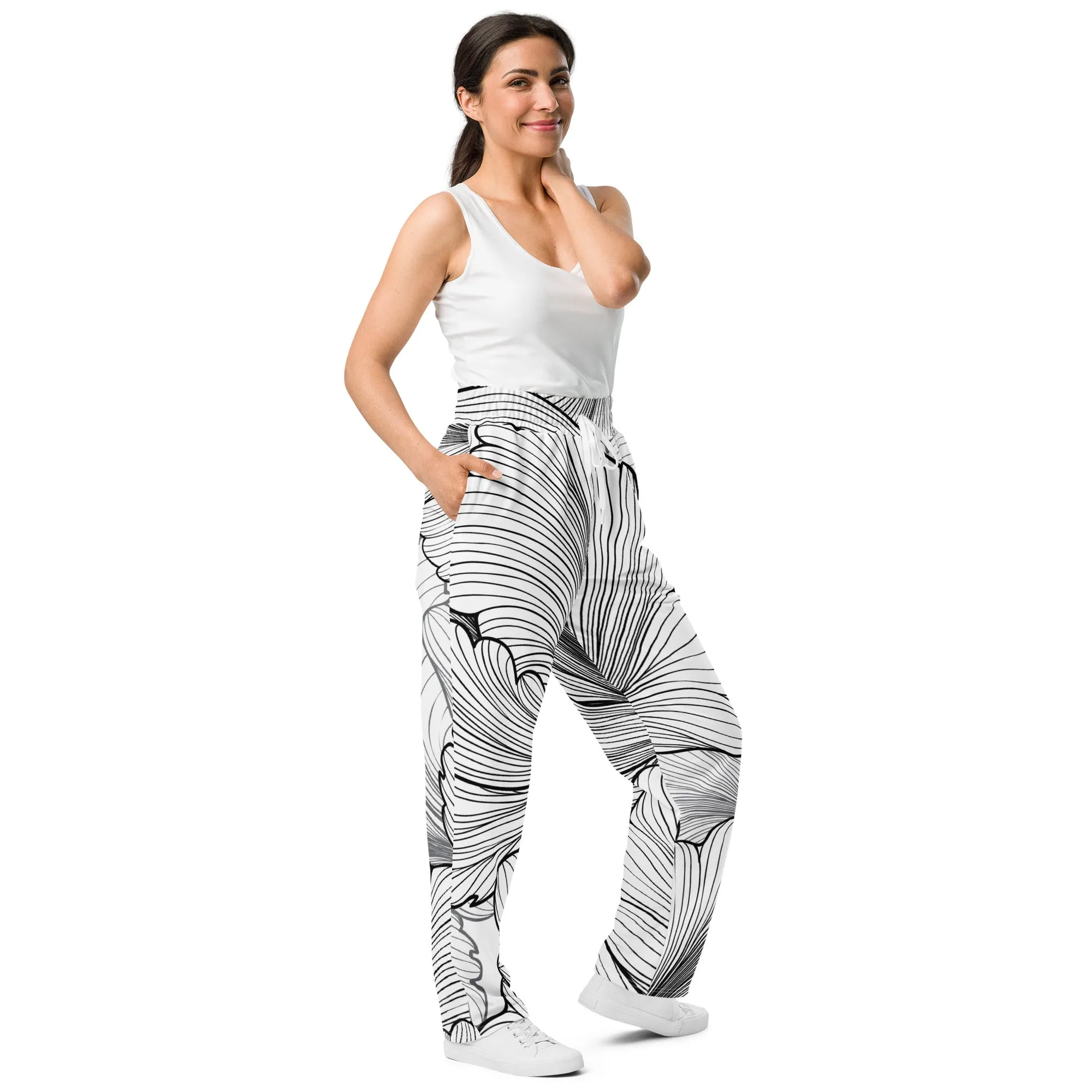Valentines Day Wide Leg Joggers - Flower (Glamourange Valentine Day Gifts Wide Leg Joggers - Design 0017)