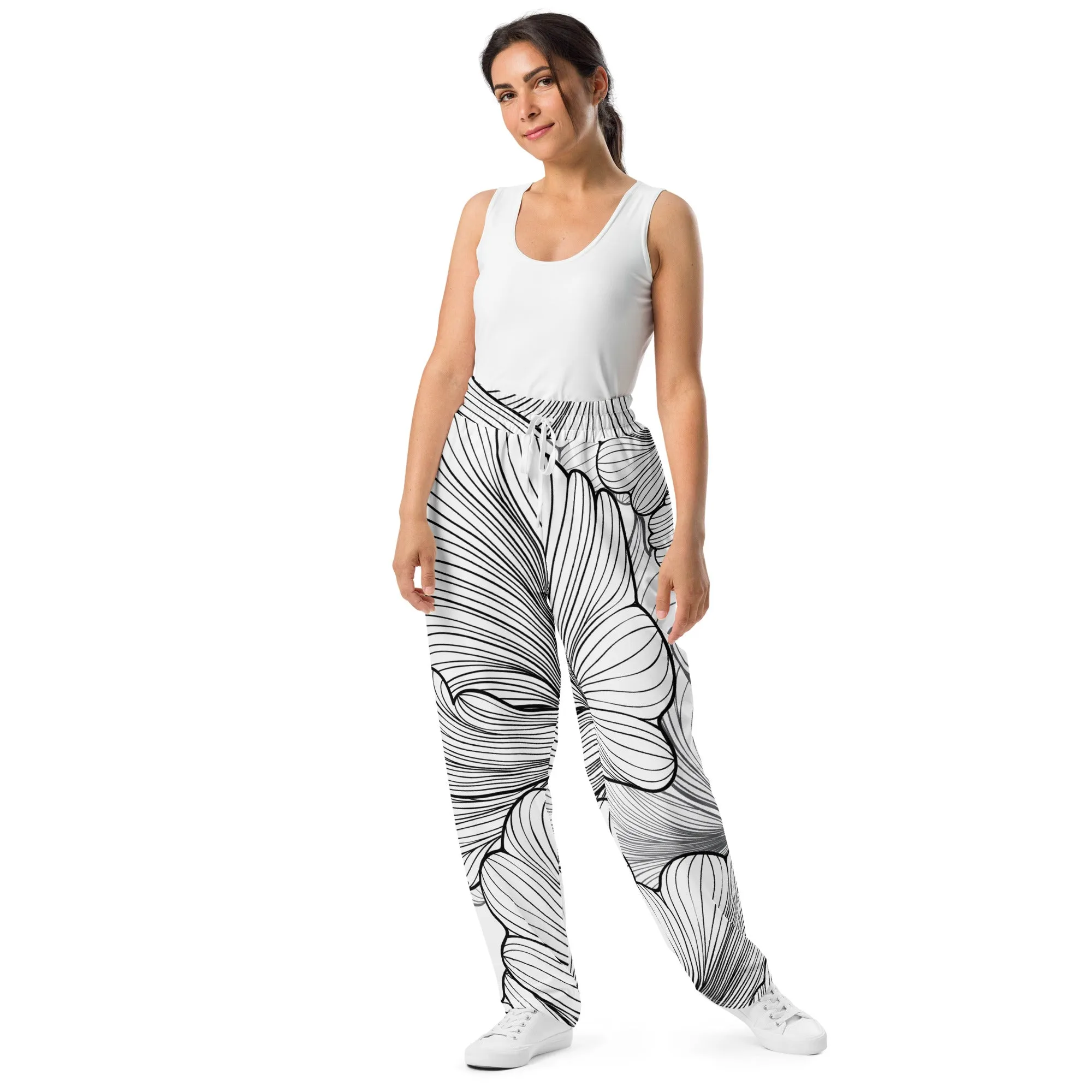 Valentines Day Wide Leg Joggers - Flower (Glamourange Valentine Day Gifts Wide Leg Joggers - Design 0017)