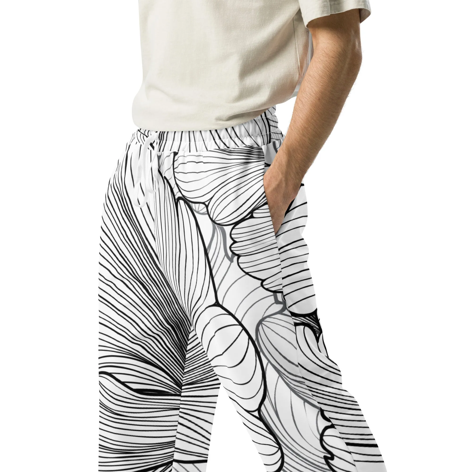 Valentines Day Wide Leg Joggers - Flower (Glamourange Valentine Day Gifts Wide Leg Joggers - Design 0017)