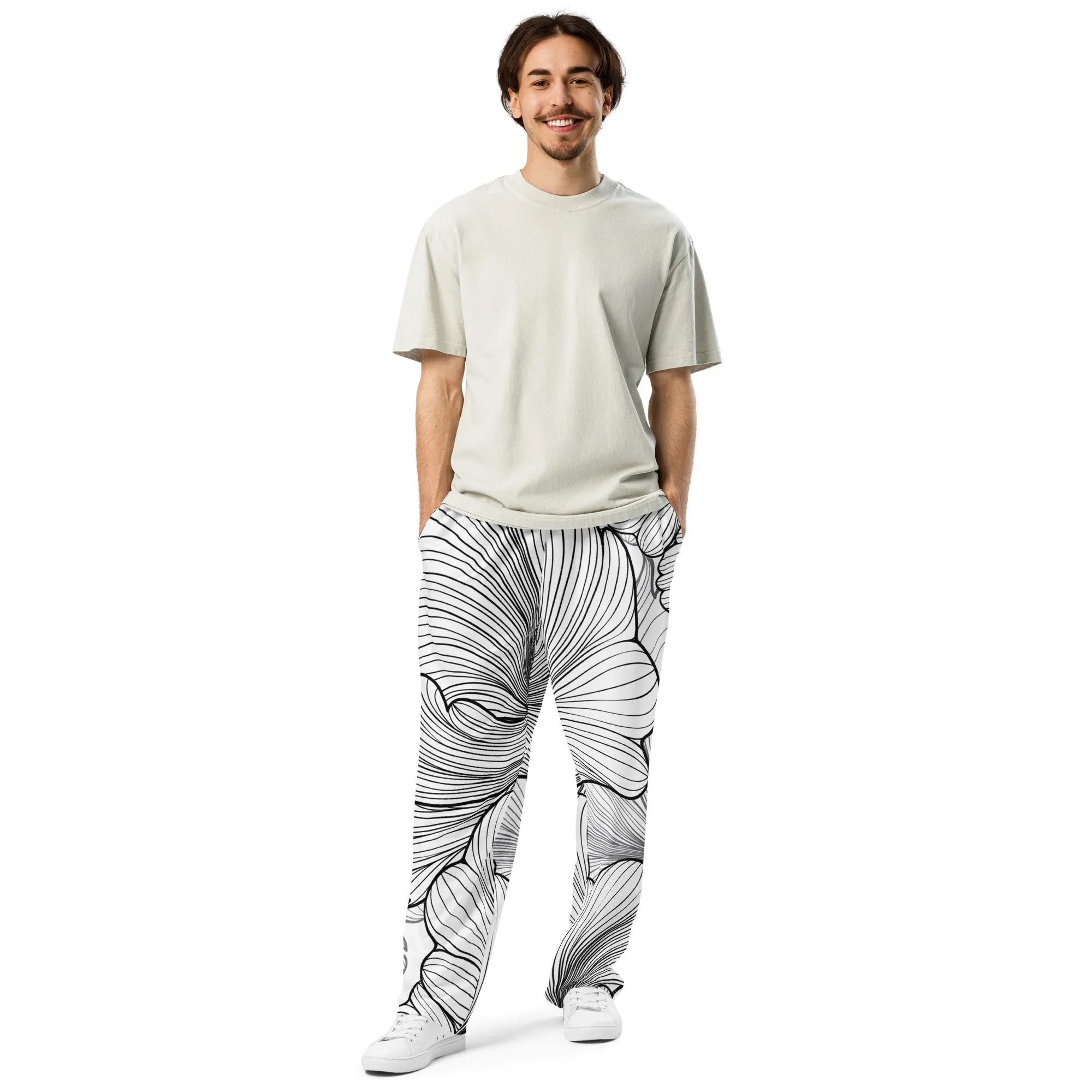 Valentines Day Wide Leg Joggers - Flower (Glamourange Valentine Day Gifts Wide Leg Joggers - Design 0017)