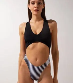 Vashkelita Bodysuit - Black/Striped