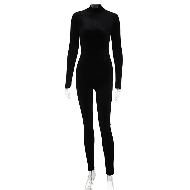 Velvet Long Sleeve Jumpsuit