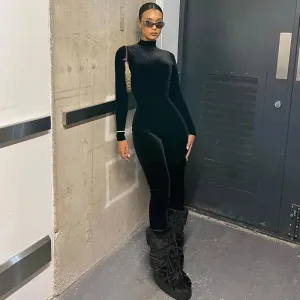 Velvet Long Sleeve Jumpsuit