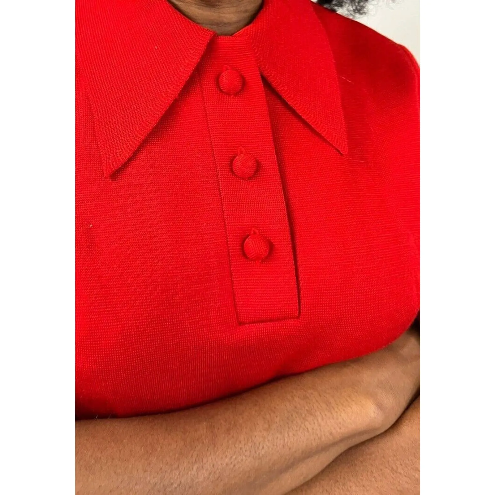Vintage Bakalli Wool Knit Sweater Dress Set Red Black 1970s Womens M