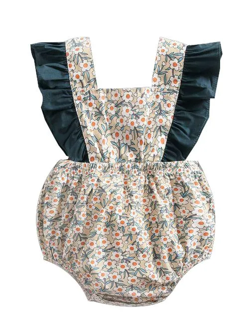 Vintage Floral Flutter Sleeve Summer Infant Baby Girl Bodysuits