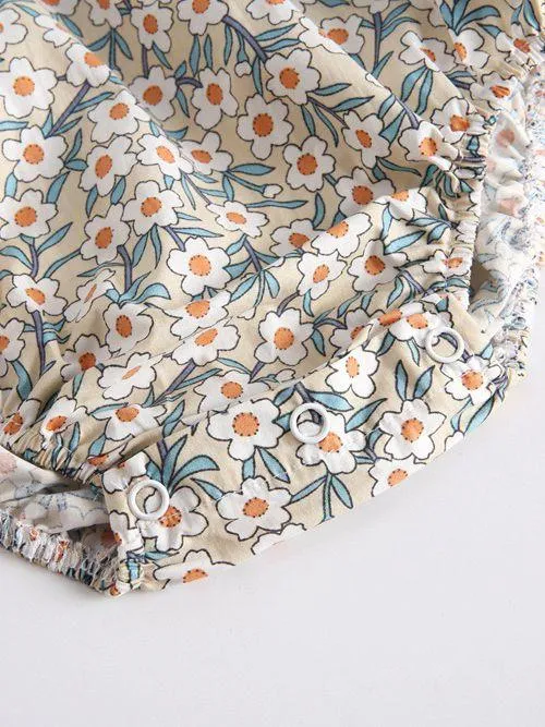 Vintage Floral Flutter Sleeve Summer Infant Baby Girl Bodysuits