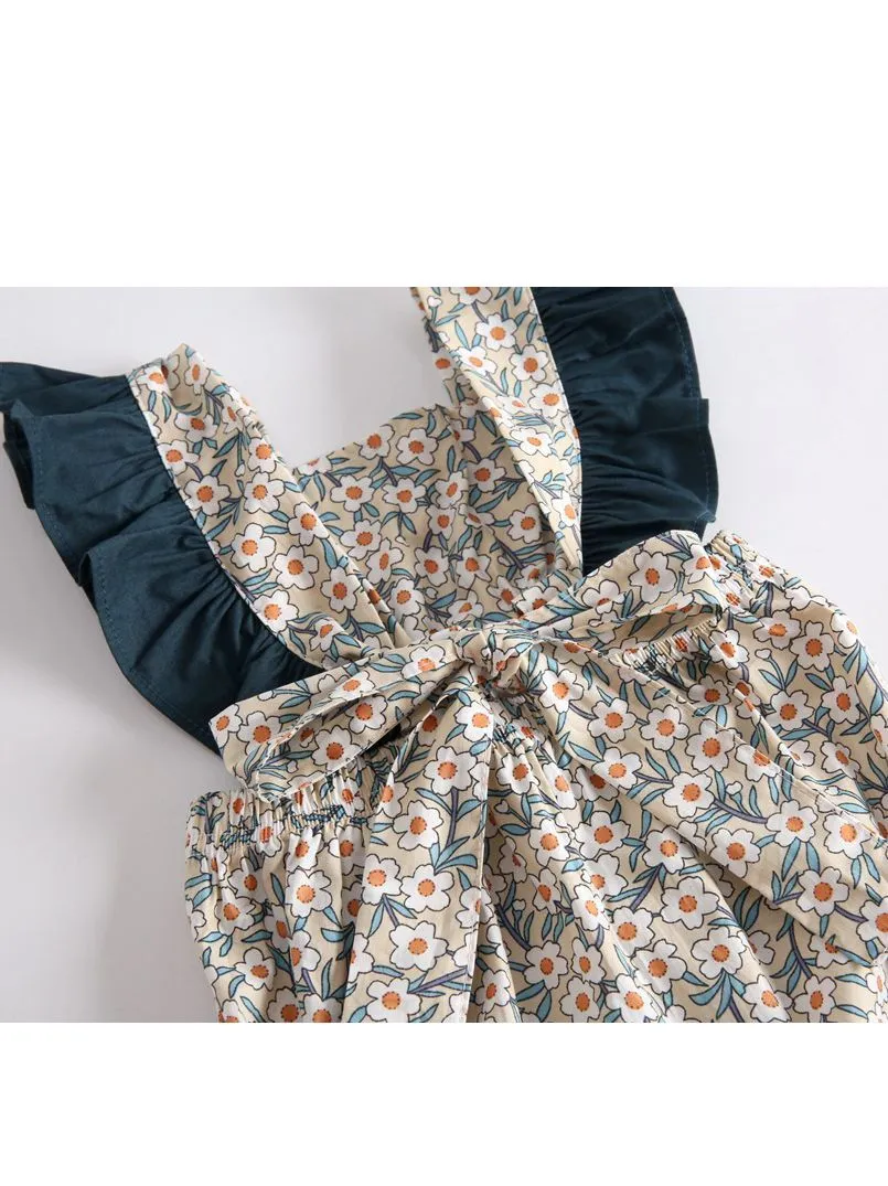 Vintage Floral Flutter Sleeve Summer Infant Baby Girl Bodysuits