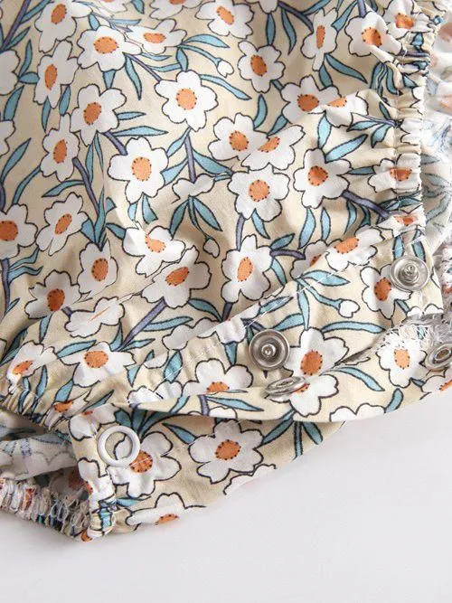 Vintage Floral Flutter Sleeve Summer Infant Baby Girl Bodysuits