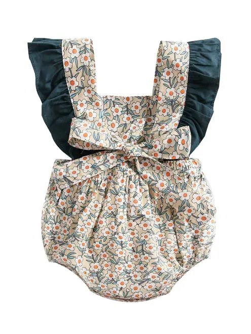 Vintage Floral Flutter Sleeve Summer Infant Baby Girl Bodysuits