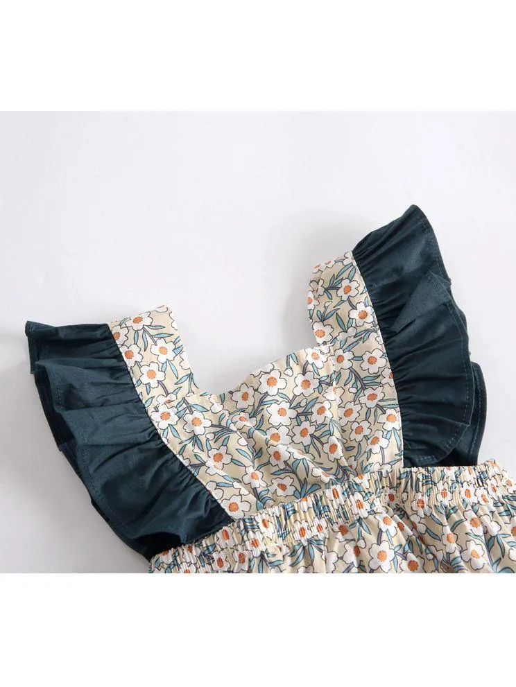 Vintage Floral Flutter Sleeve Summer Infant Baby Girl Bodysuits