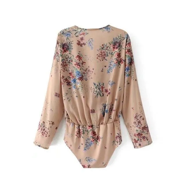 VINTAGE FLORAL WRAP BODYSUIT