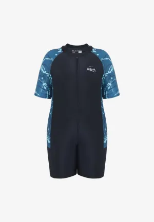 Wade Short Sleeve & Shorts Swim Bodysuit - Blue Splatter