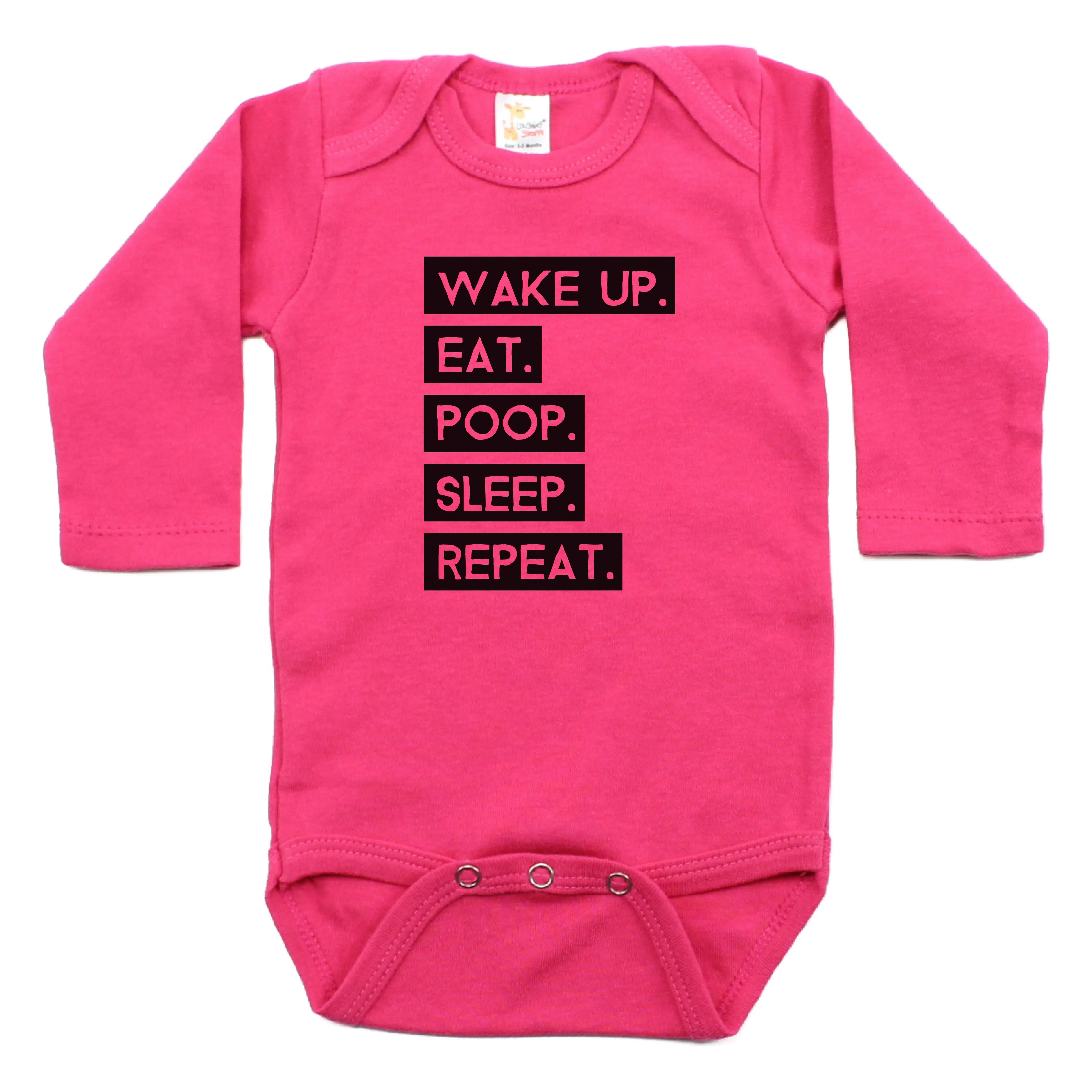 Wake Up Eat Poop Sleep Repeat Long Sleeve Bodysuit