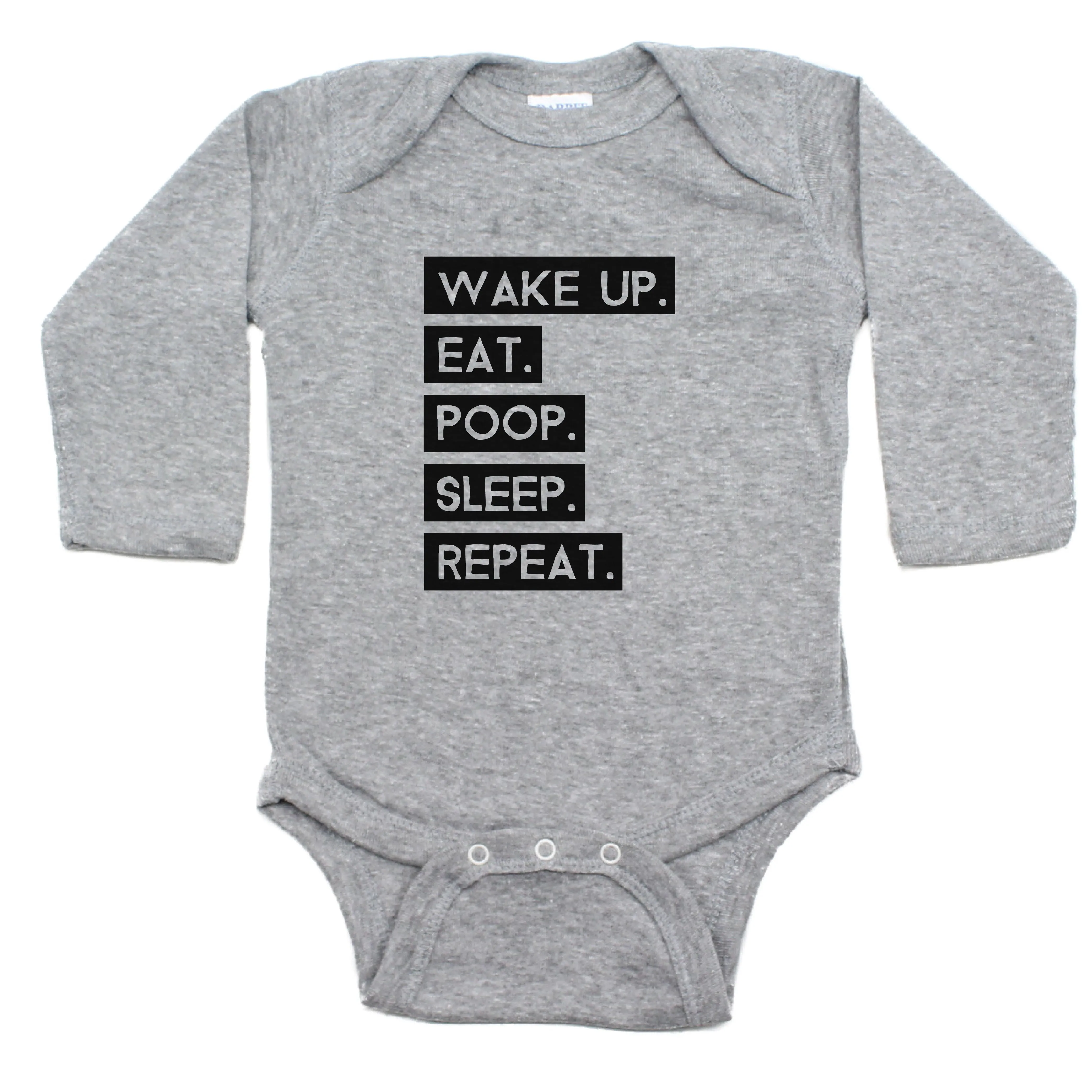 Wake Up Eat Poop Sleep Repeat Long Sleeve Bodysuit