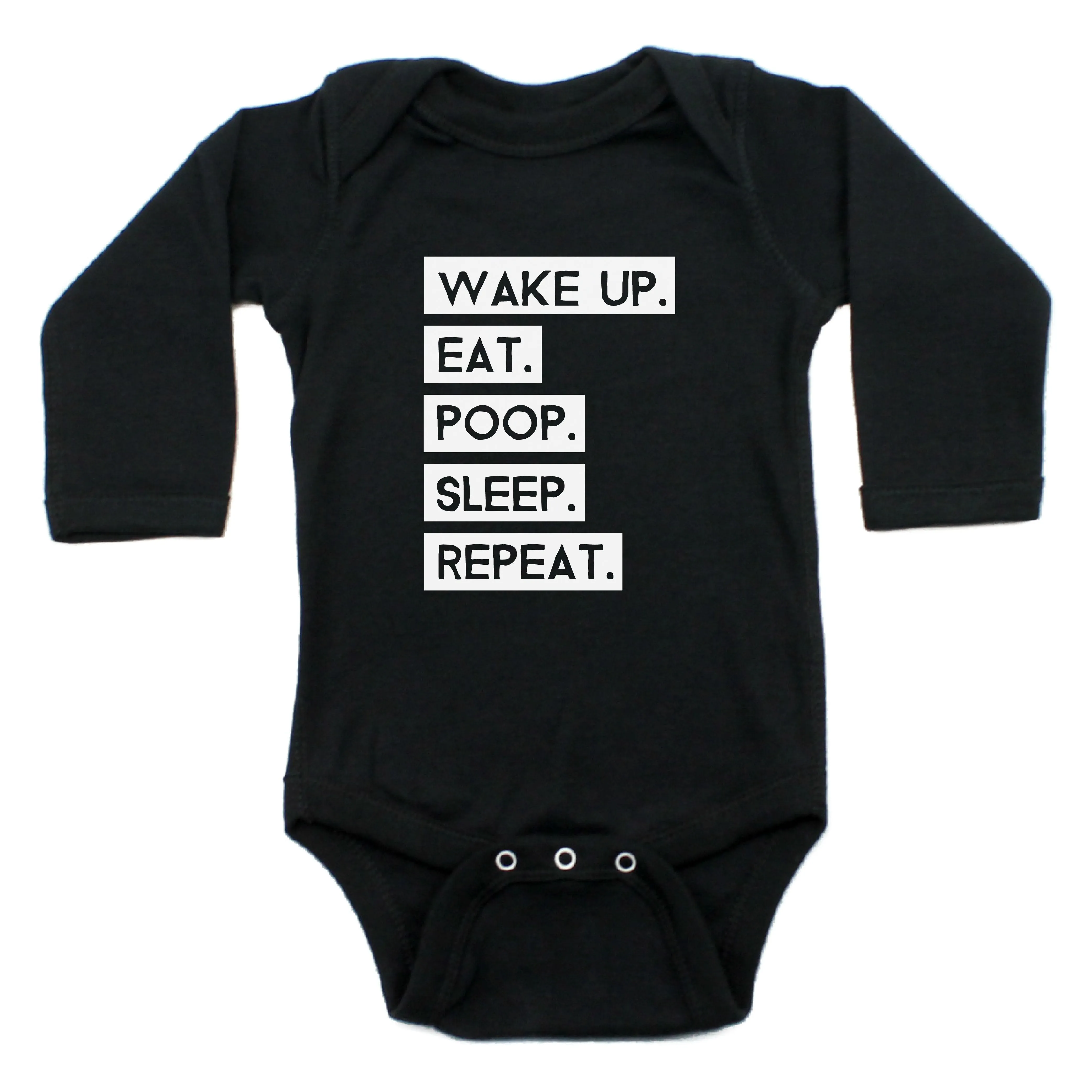 Wake Up Eat Poop Sleep Repeat Long Sleeve Bodysuit