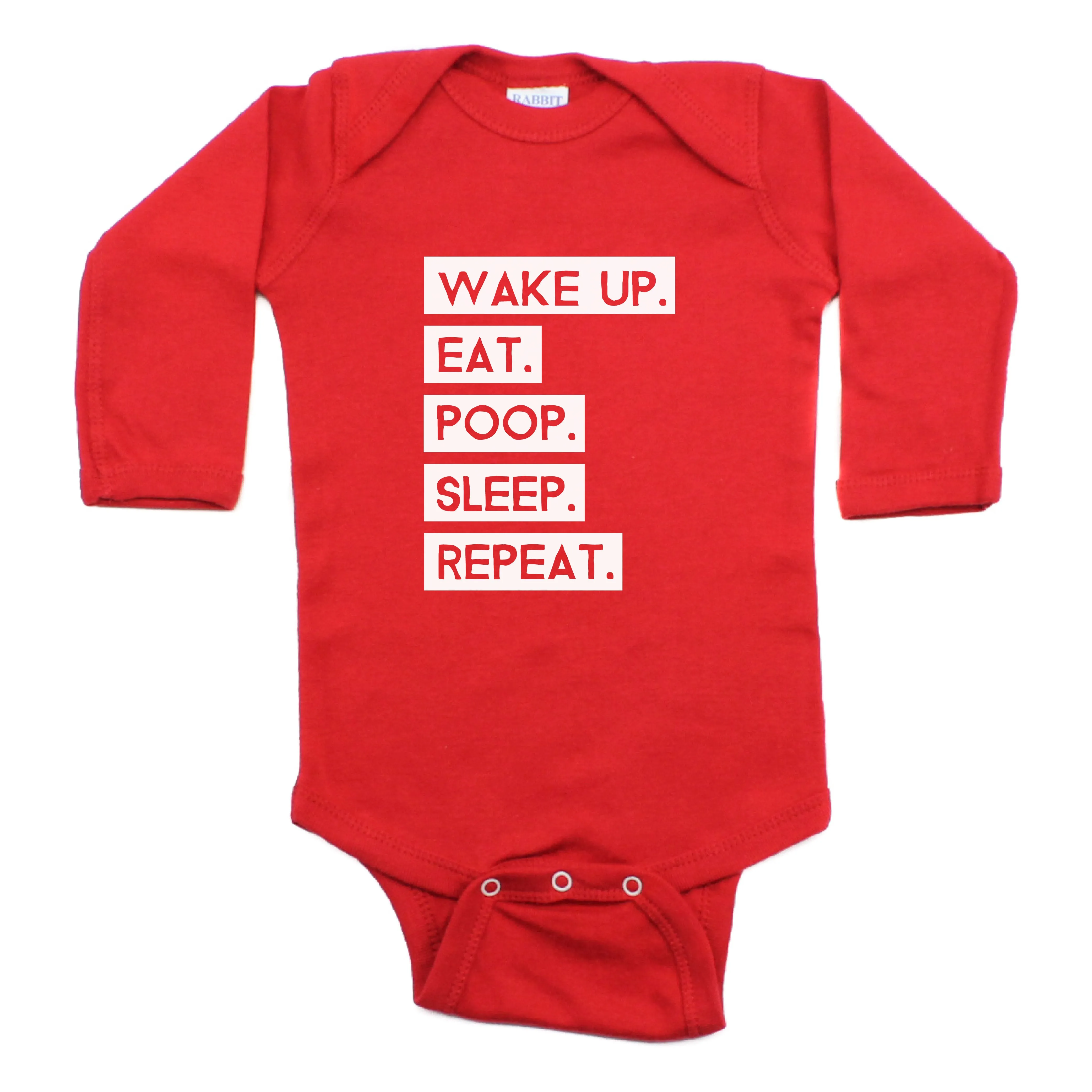 Wake Up Eat Poop Sleep Repeat Long Sleeve Bodysuit