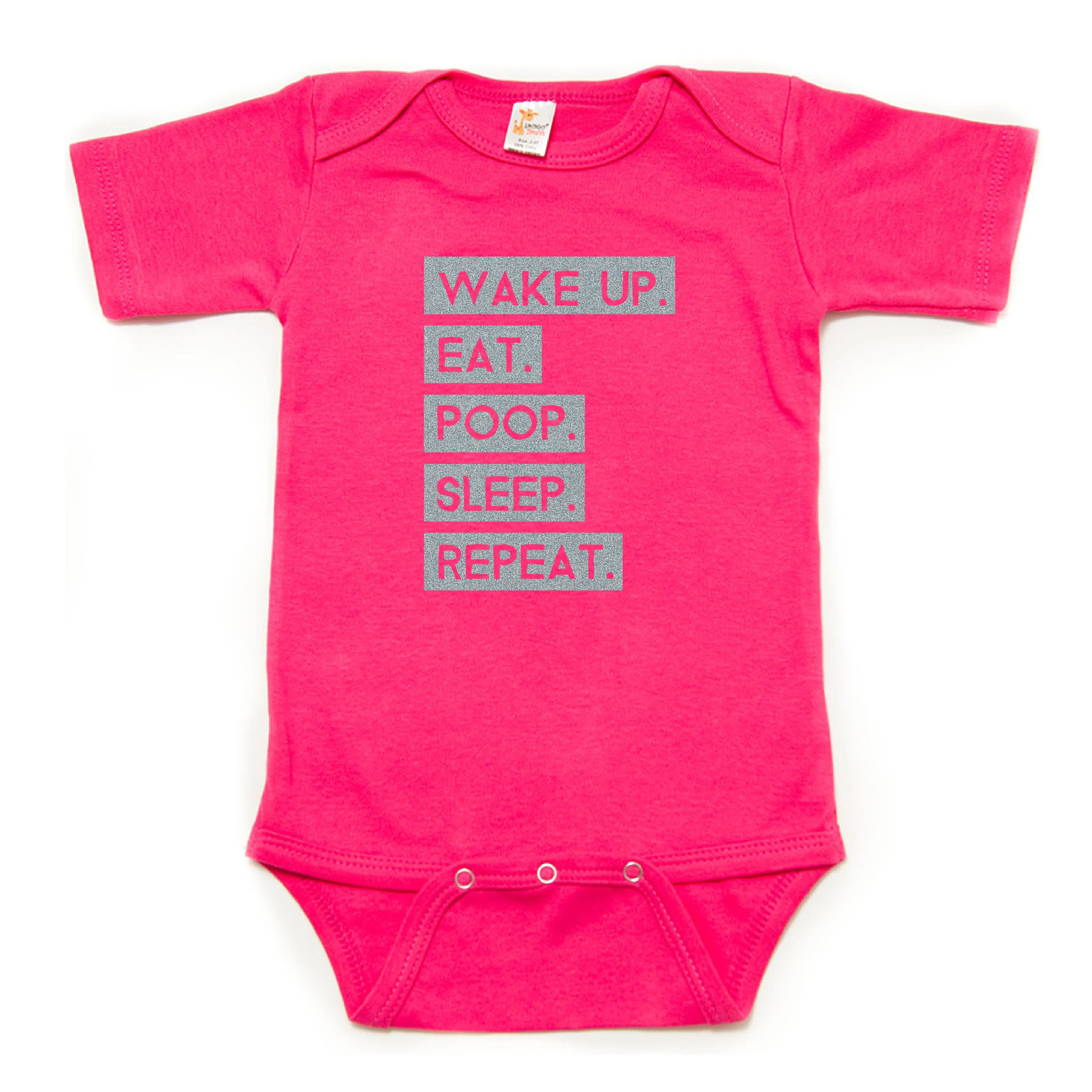 Wake Up Eat Poop Sleep Repeat Short Sleeve Bodysuit
