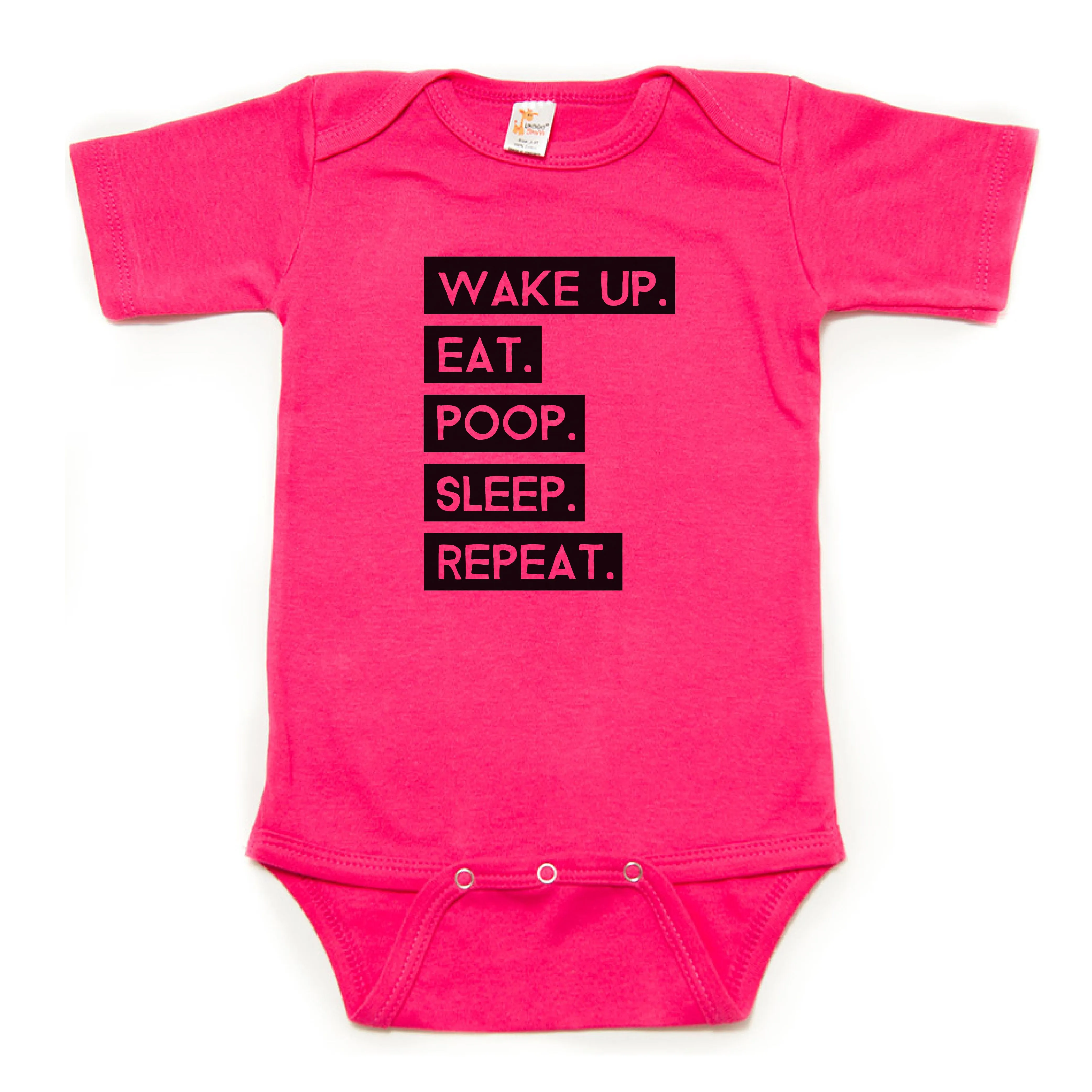Wake Up Eat Poop Sleep Repeat Short Sleeve Bodysuit