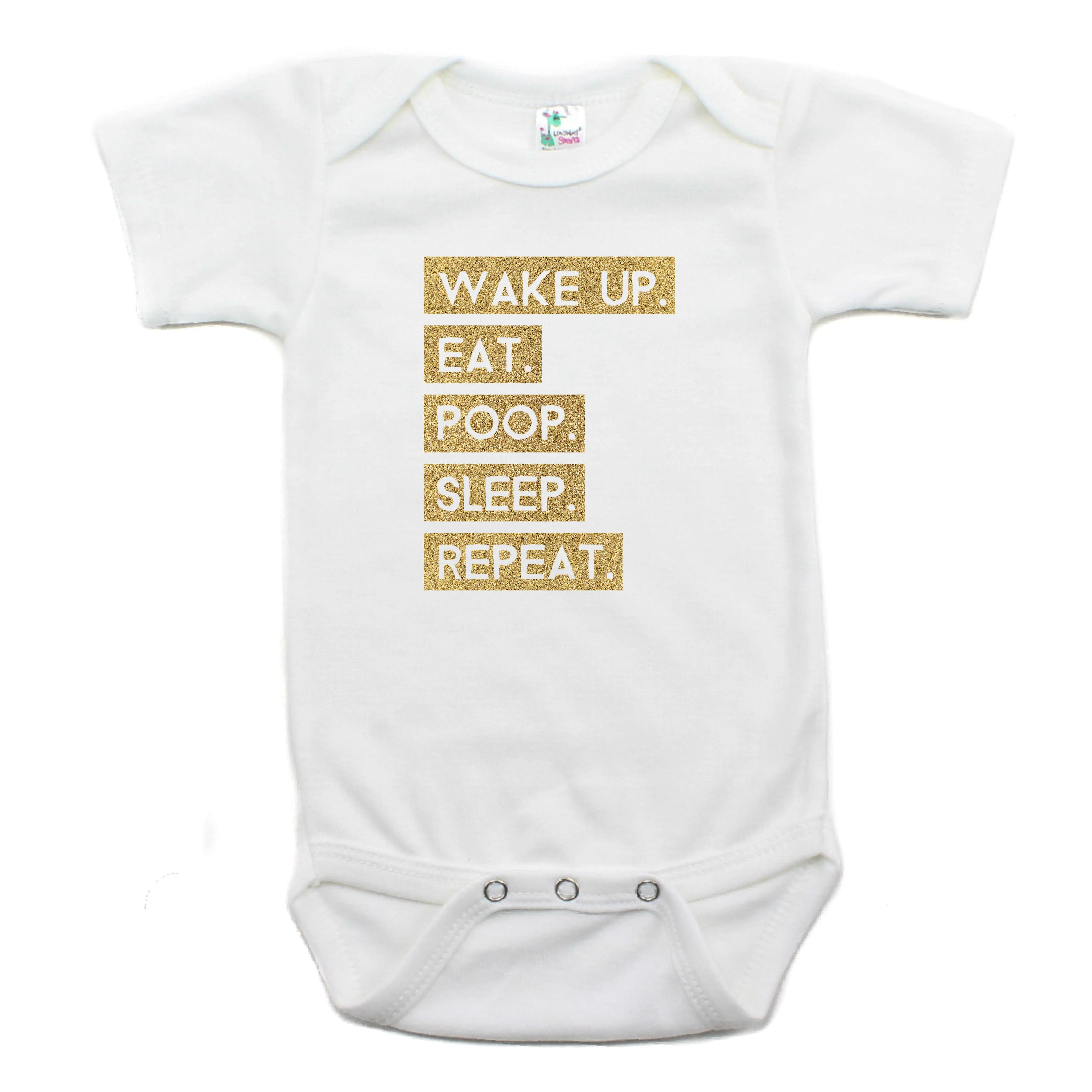 Wake Up Eat Poop Sleep Repeat Short Sleeve Bodysuit