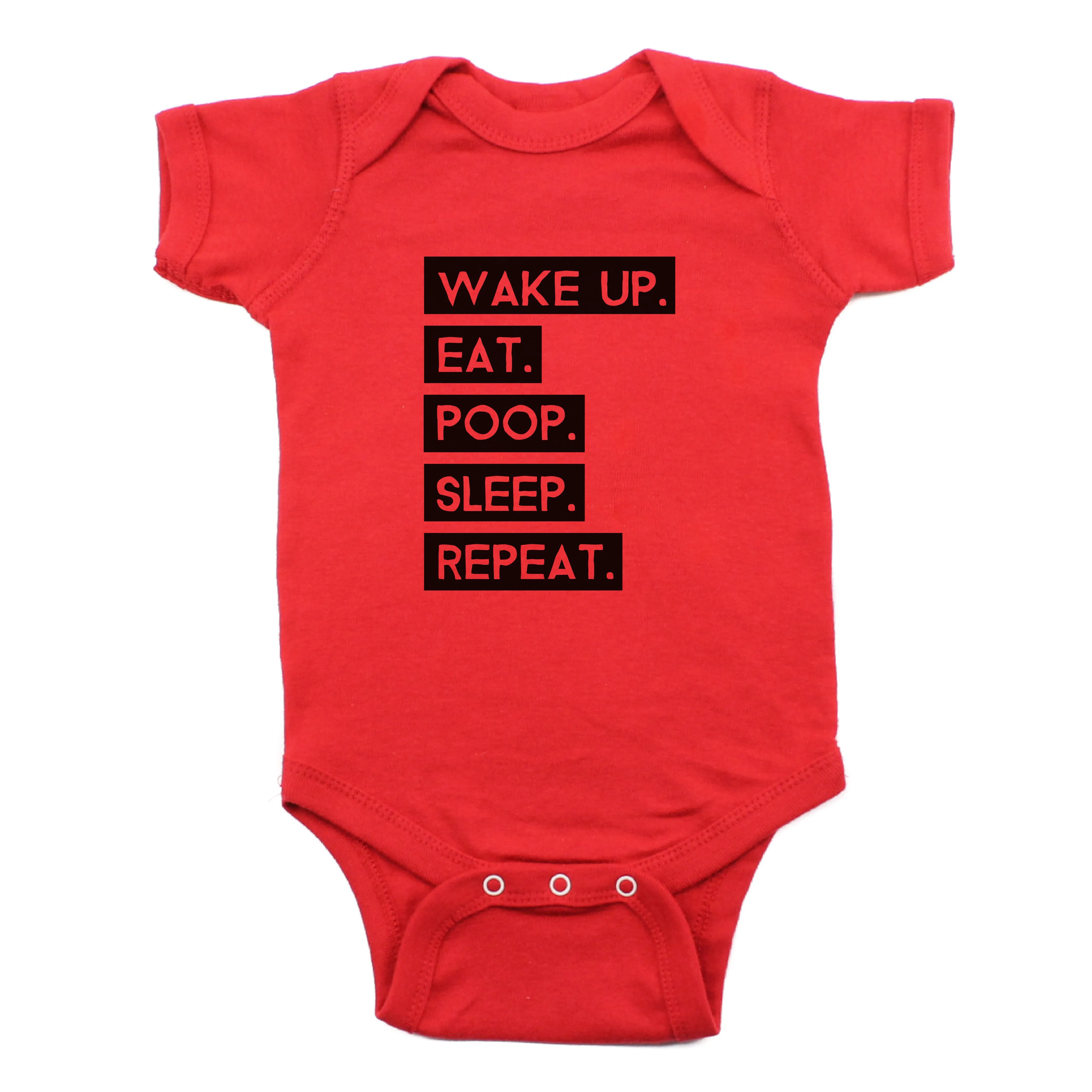 Wake Up Eat Poop Sleep Repeat Short Sleeve Bodysuit