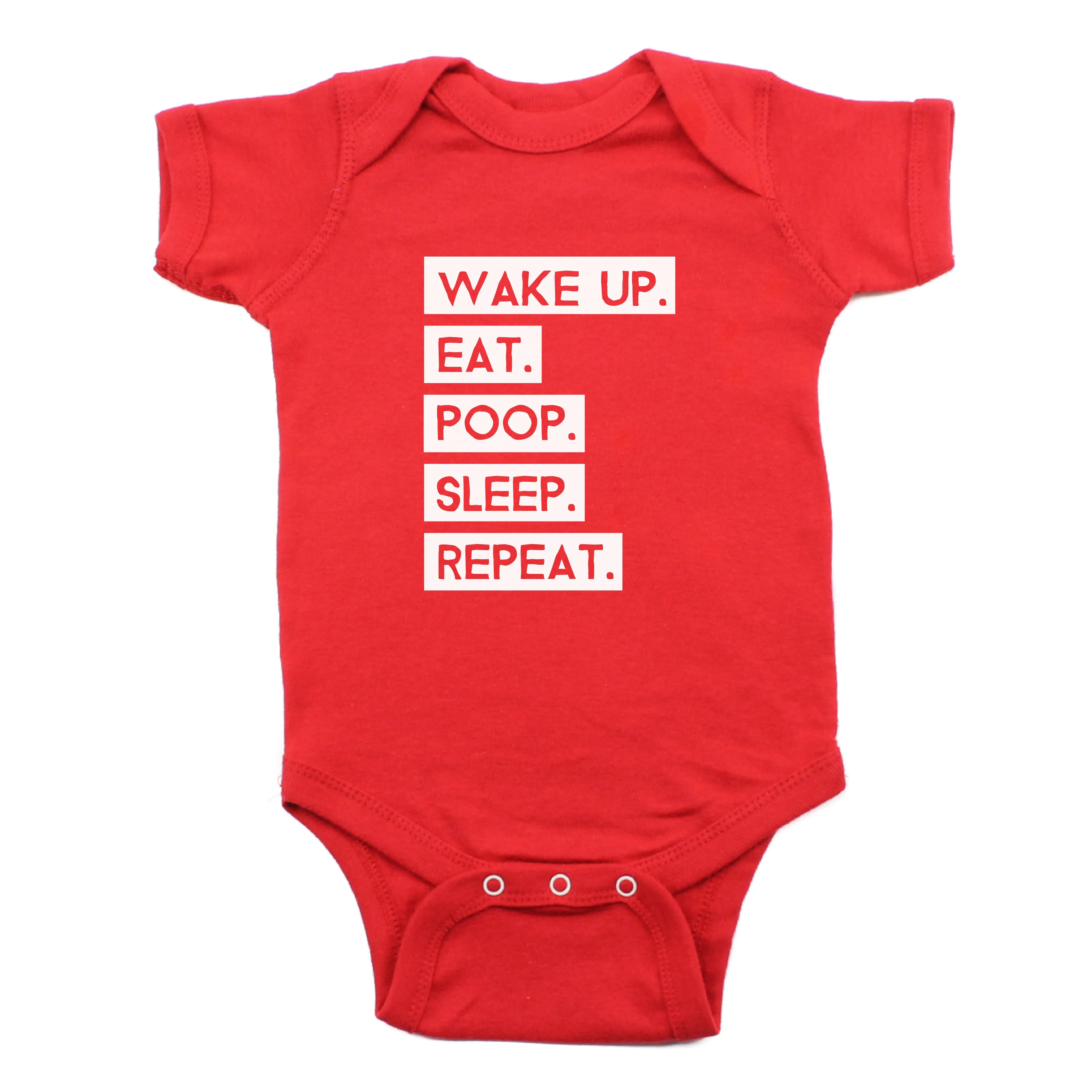Wake Up Eat Poop Sleep Repeat Short Sleeve Bodysuit
