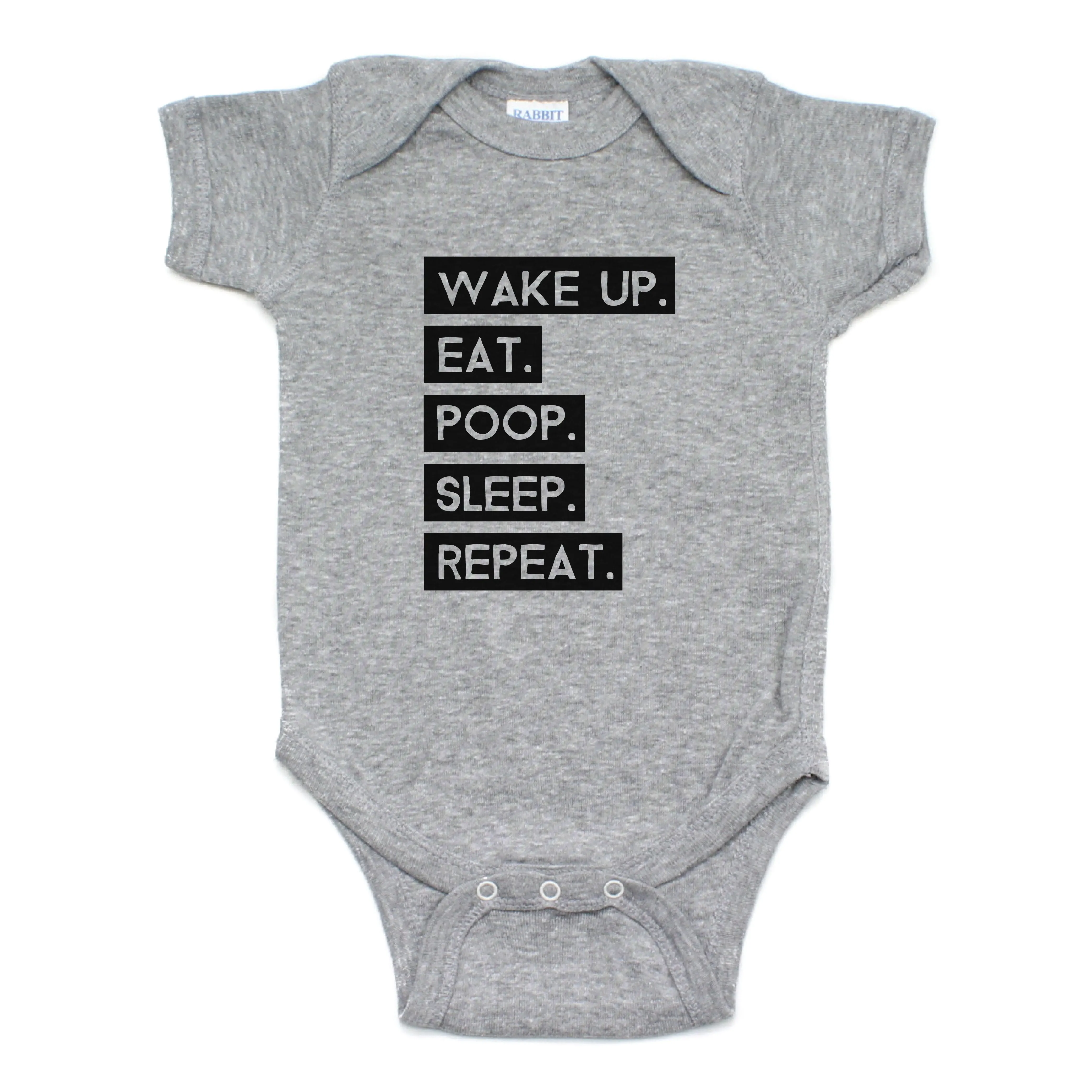 Wake Up Eat Poop Sleep Repeat Short Sleeve Bodysuit